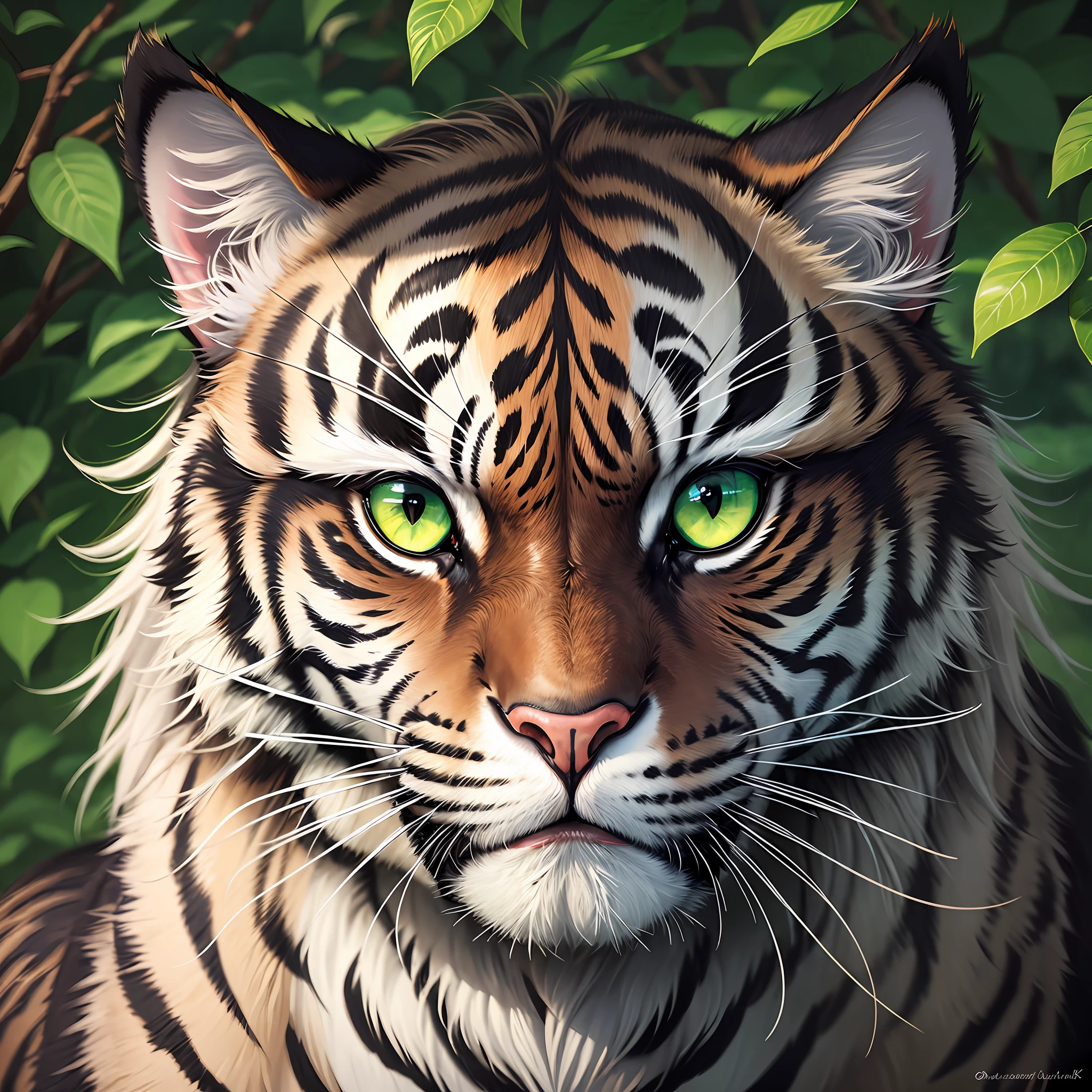Black tiger with crimson stripes and green eyes --auto --s2
