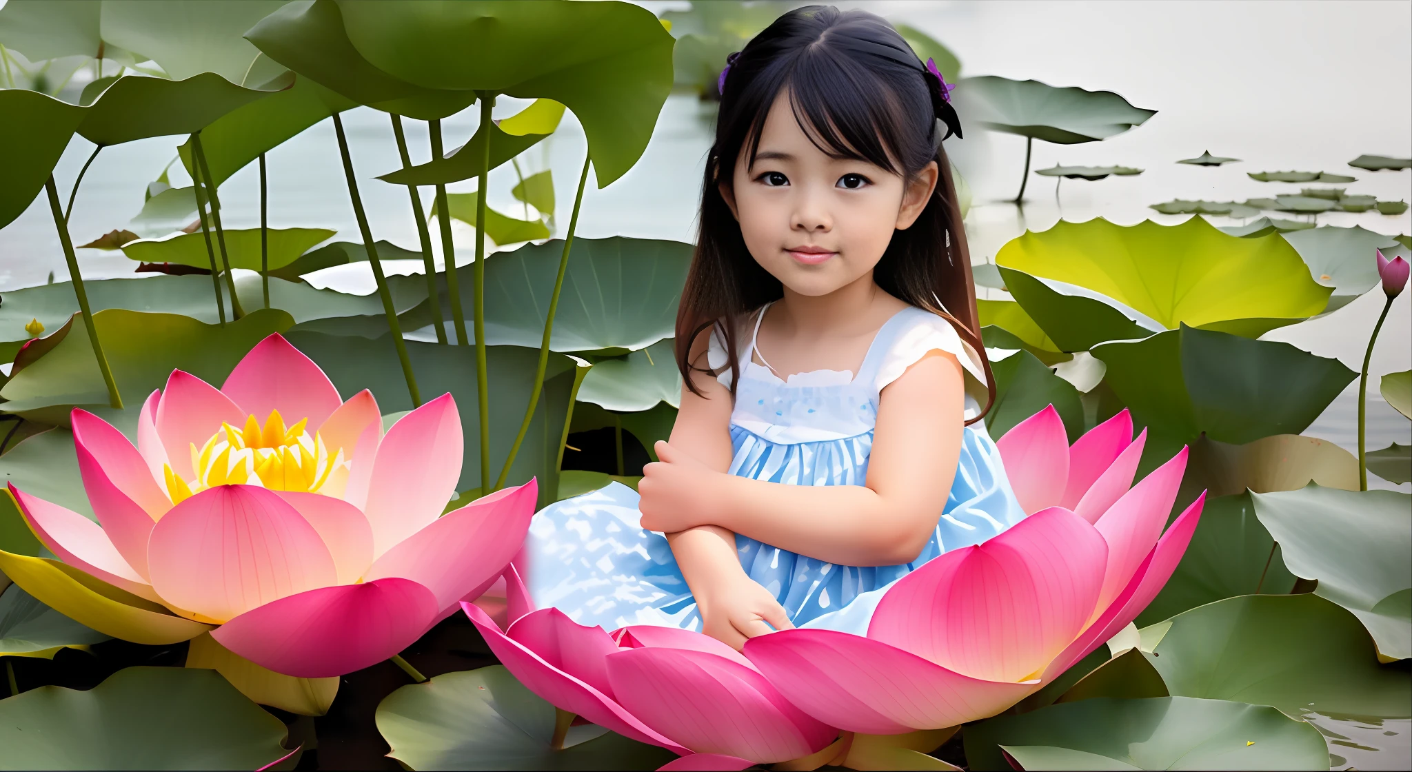 Nice sky, lotus flowers, lotus leaves