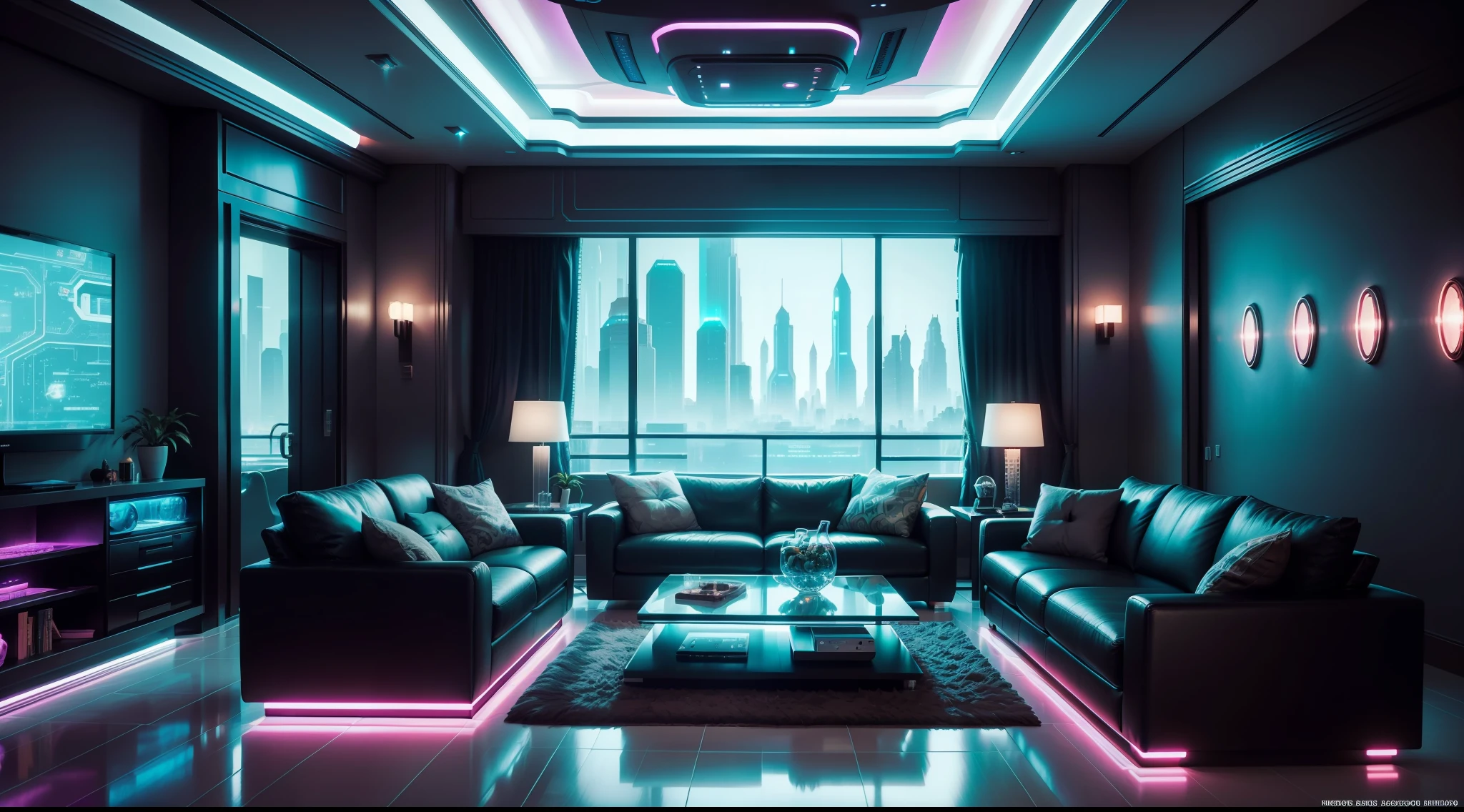 arafed living room with a large couch and a large window, futuristic looking living room, retro futuristic apartment, futuristic room, futuristic interior, futuristic room background, futuristic decor, bladerunner apartment, spaceship interior, sci - fi interior, cyberpunk apartment, sci fi engine room living room, gaming room in 2 0 4 0, scifi room, the cyberpunk apartment
