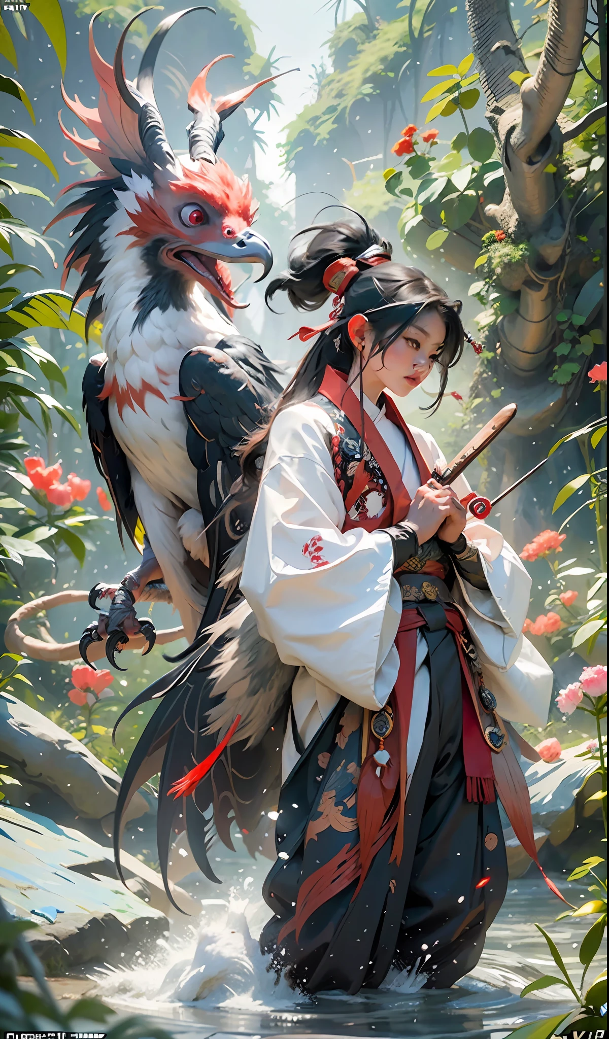 official art, unity 8k wallpaper, (high detail), beautiful and aesthetic, masterpiece, best quality,realistic,
Tengu mage, Tengu feathered fan, wind spell, tengu familiar, tengu mountain, shinto magic,
Delicate Illumination, Soft Highlights, Understated Depth,
