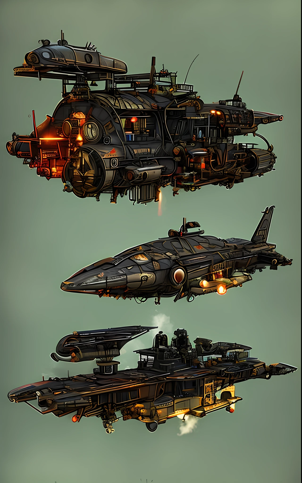 Steam punk style flying ship