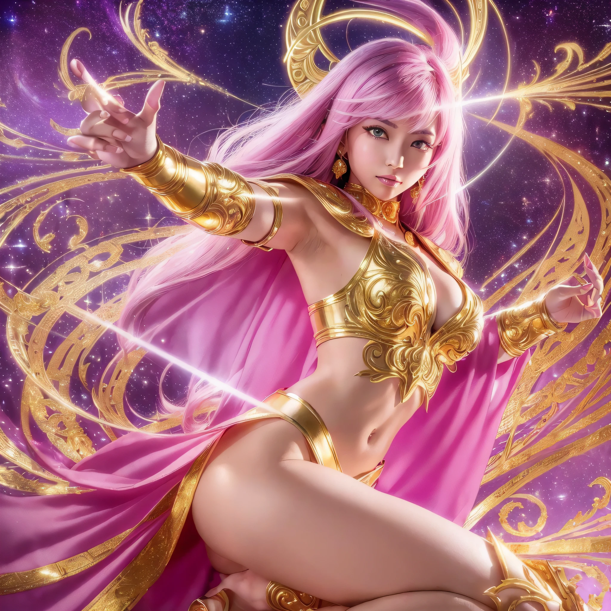 Saint Seiya, Female Gold Saint, 12 Palaces, Divine, Divine Element, Empress, (((Perfect Body)), Attractive Eyes, (((See here)), Random Pose, Cosmo, 4k, (Action Pose), (High Quality), (Reality), (Detailed Description), (Perfect Fingers), (((Natural Fingertips)),