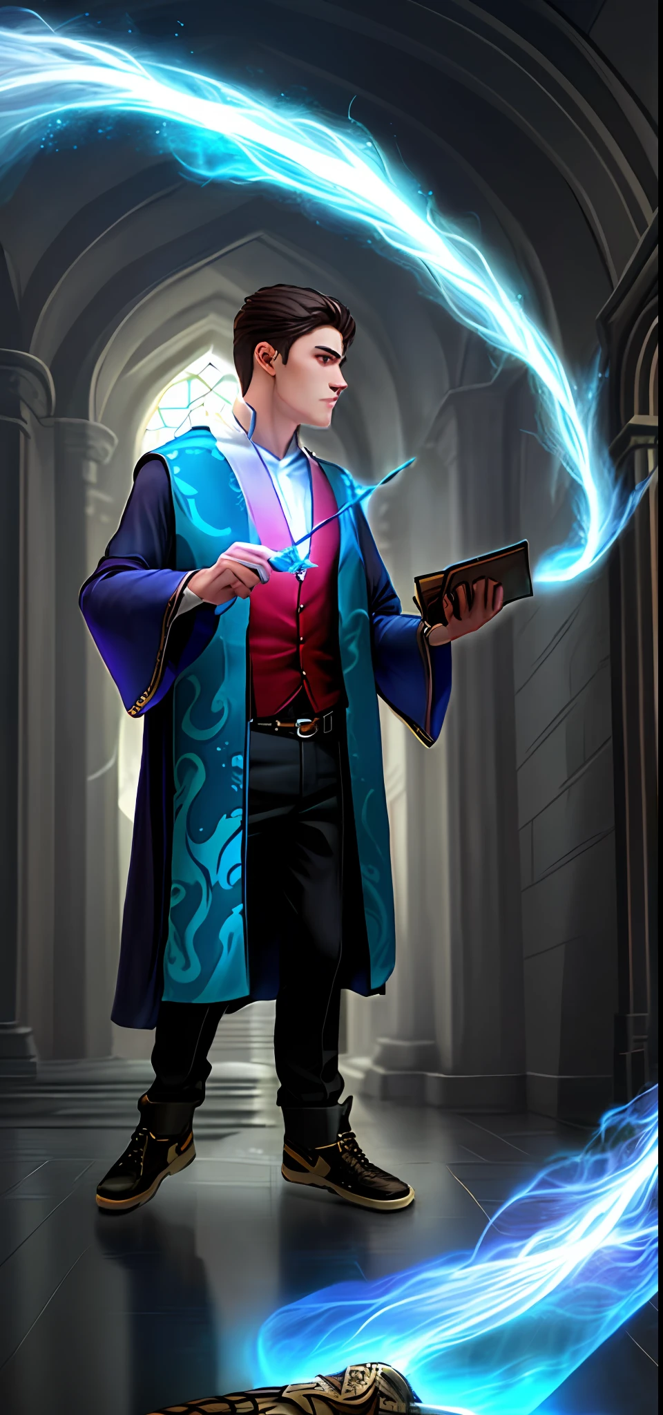 Man,wizard,sorcerer,young,20 years old,fantasy, modern style