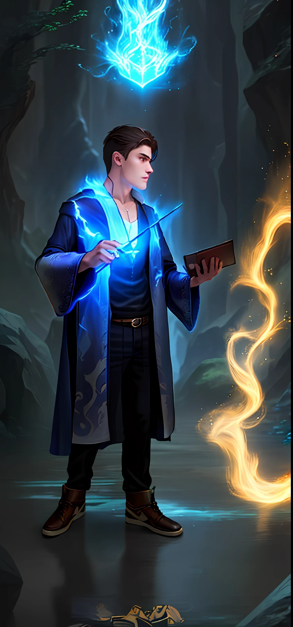 Man,wizard,sorcerer,young,20 years old,fantasy, modern style