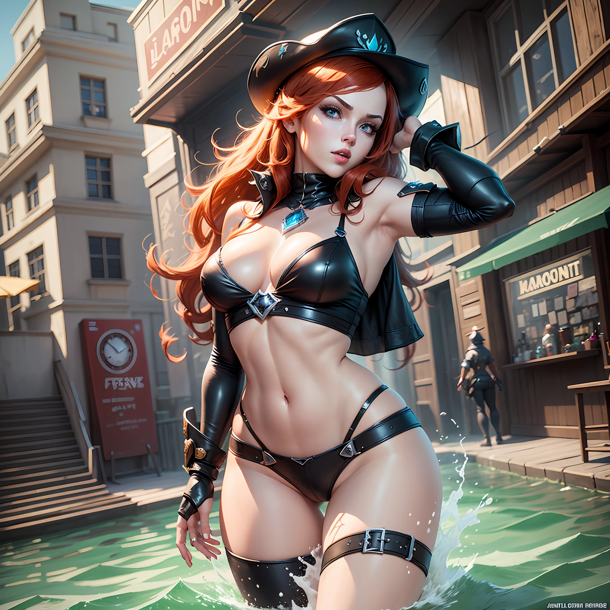 Solo image, full body, realistic, ultra realistic, raw image, masterpiece, League of Legends character, Miss Fortune, Miss Fortune from League of Legends. depth, 8k, best resolution --auto --s2