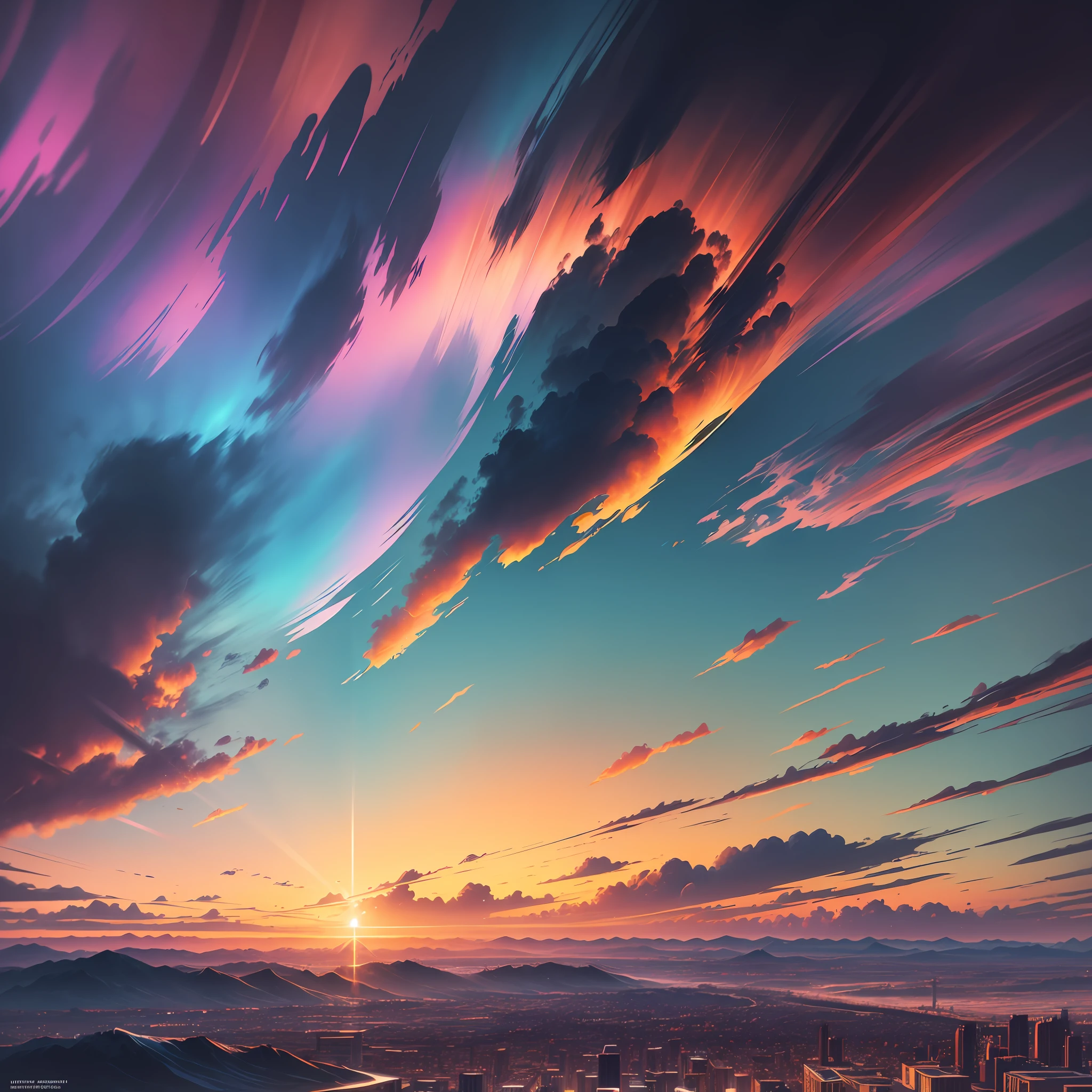 Vibrant colored sky, hyper-detailed technical precision, light, dark, wind breeze appearances, light rays, high resolution, high details, detailed colors, realistic and natural, HDR, scene art, realistic surrealism, detailed textures, high quality, lsd , dmt, 8k --auto --s2