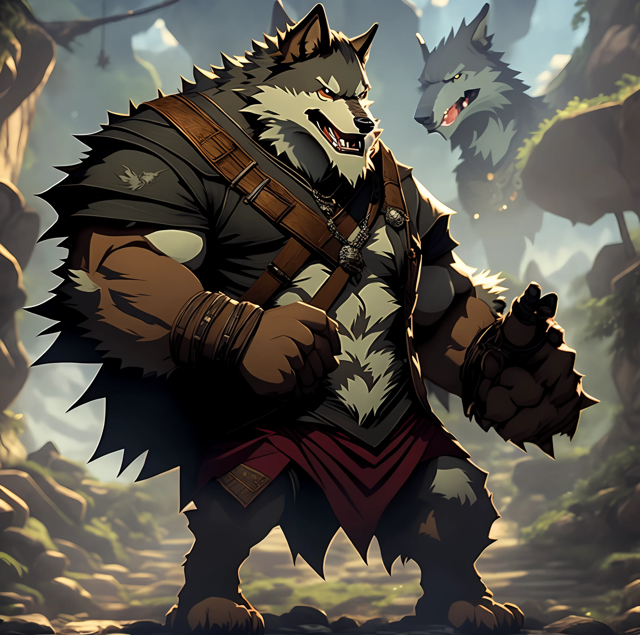 Anthropomorphic werewolf of RPG furry chubby