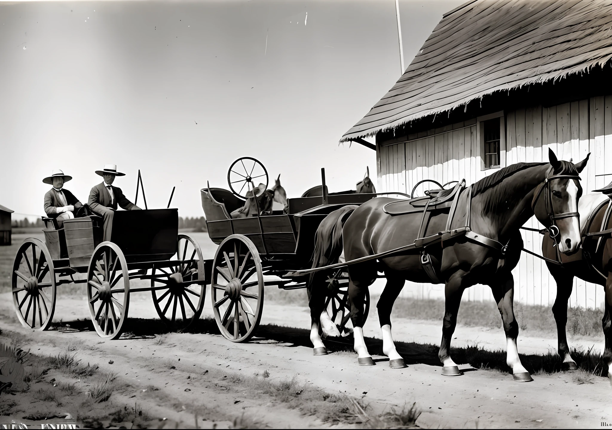 old photos from 1920 ,farms, people , horses wagons, colorful and black and white, with blurred background --auto --s2