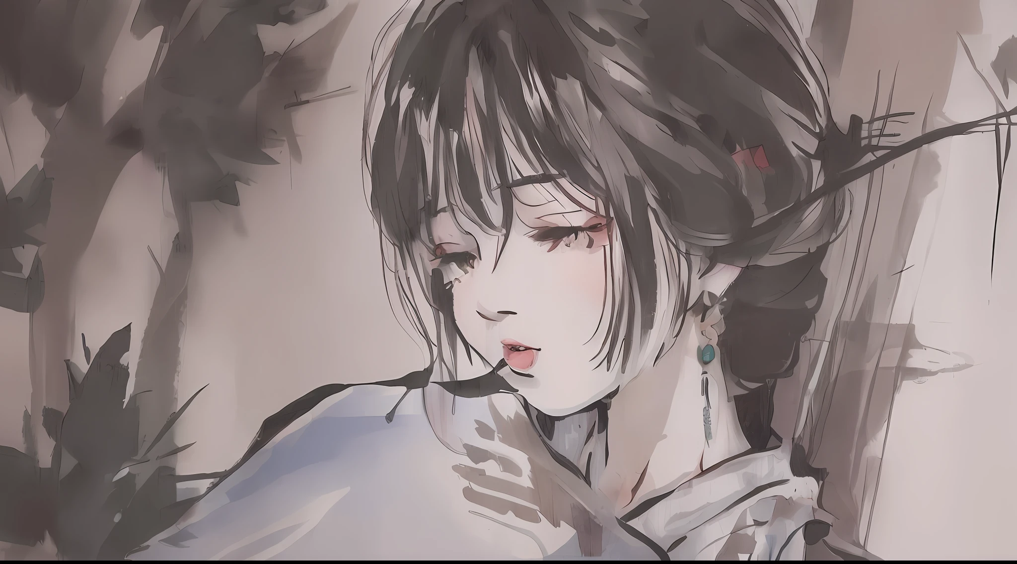 Grandma liked to swear, but she wasn't sick at all. Suddenly, her tongue rotted down to her throat, and she couldn't eat, drink, or speak. Tortured like this for a few days, she died, Chinese painting