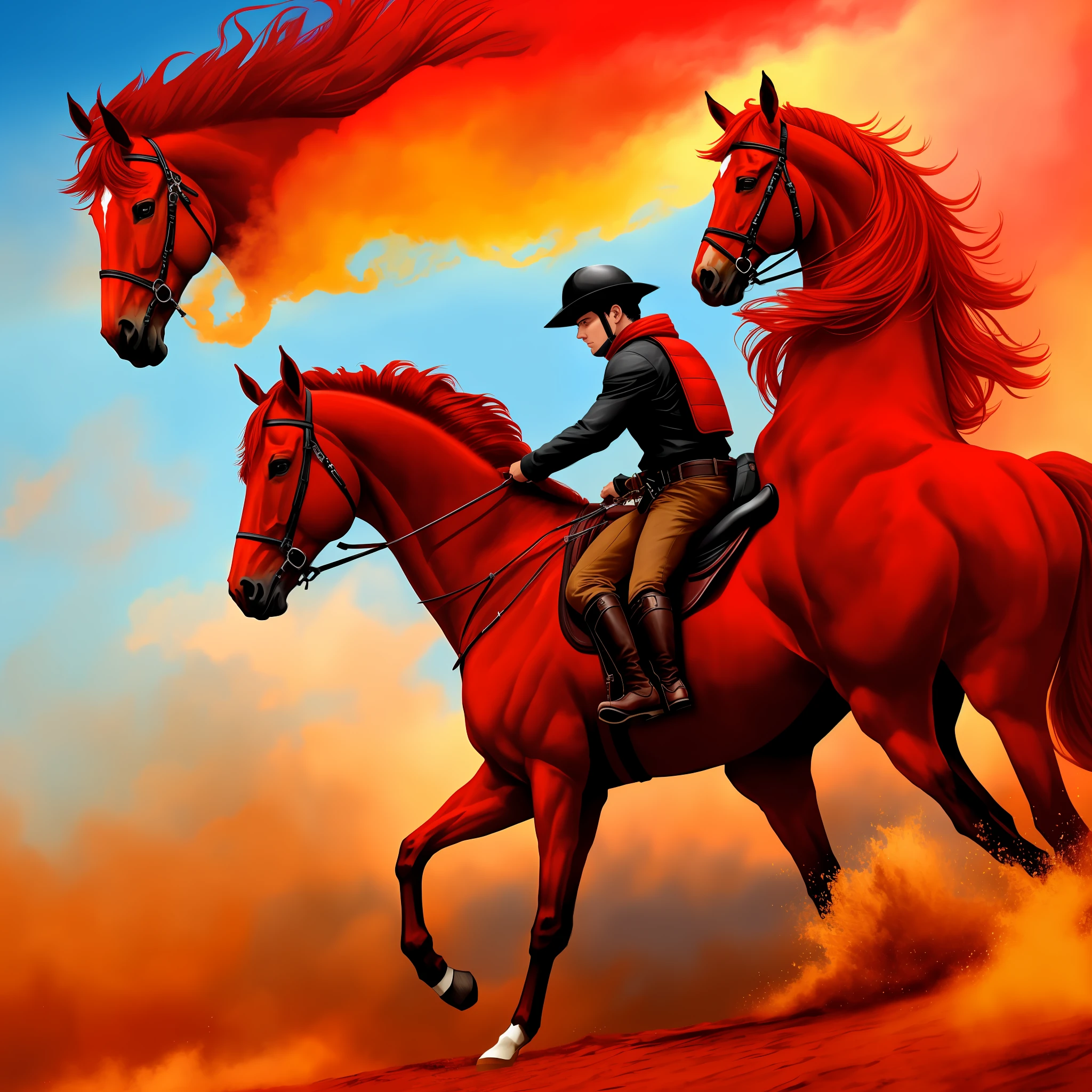 Image of a rider atop the red horse Horseman of the Apocalypse