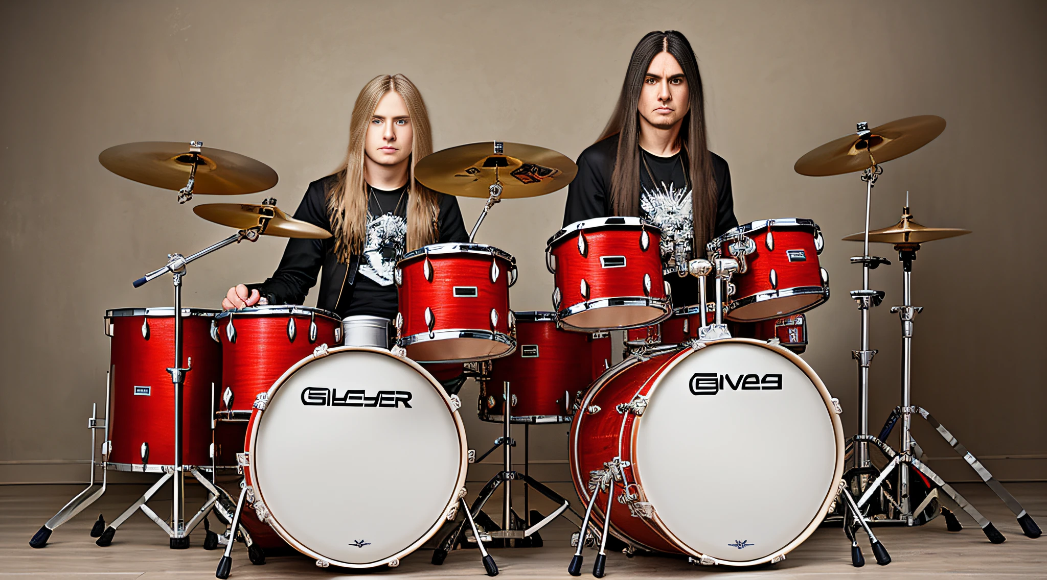 Russian child boy with 15 years old, WITH LONG STRAIGHT HAIR blonde, PORTRAIT STYLE, , Drummer in front of a drum kit, Johnny Silverhand, Dream Theater, Album, Drummer, SF, 2 0 1 4, 2014, Album photo, Michael, Marc Silvestri, image Avatar, Eddie, Alice Cooper, 2 0 1 5, 2015, Photographed, Drums, NY