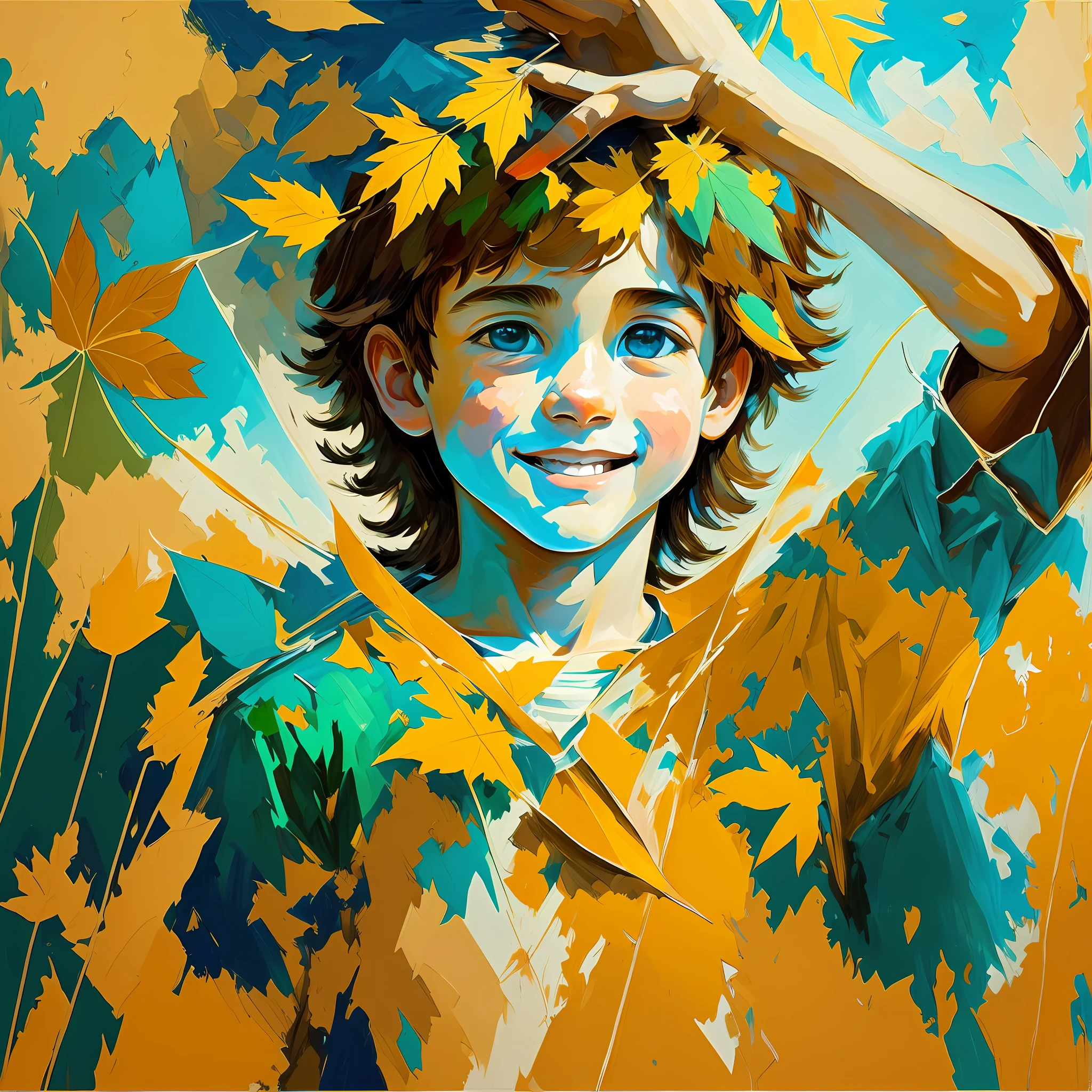 Sure! Here are the painting prompts that MJ can understand:
Title: Freedom and Faith
Scene: A boy standing in a wilderness, throwing a paper airplane and smiling
Mood: Joyful and Free
Colors: Sky blue, leaf green, gold
Details: You can add some small animals such as birds or butterflies to enhance the natural atmosphere
Composition: Place the boy on the left side of the canvas, gradually getting larger from left to right, showing a feeling that the boy is getting closer to the center of the canvas
Materials: Oil painting, sketch
Key points: Men feel and their freedom and faith
Canvas size: 2880 x 1800 --auto --s2