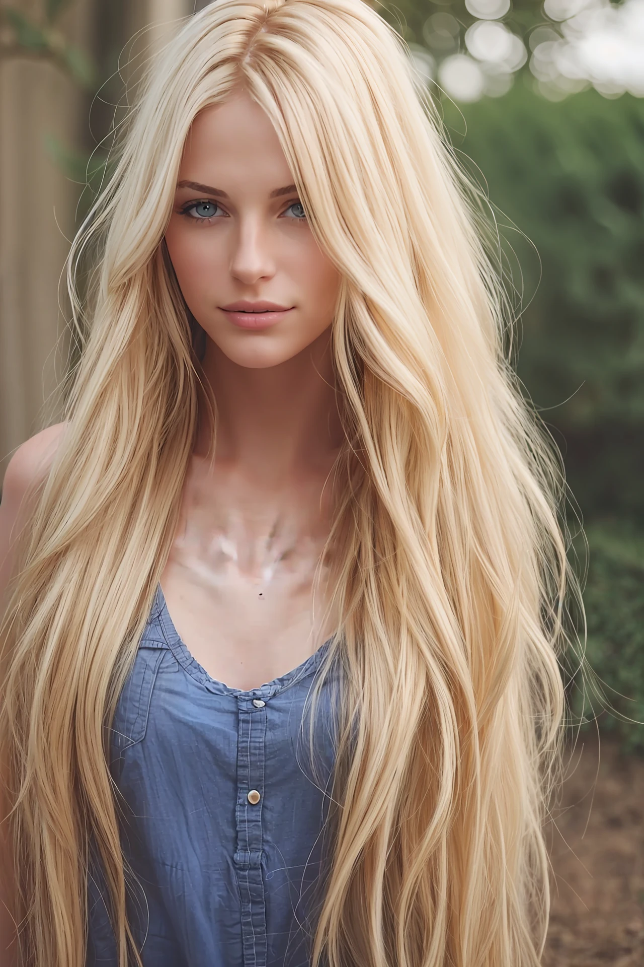Blonde woman with long hair