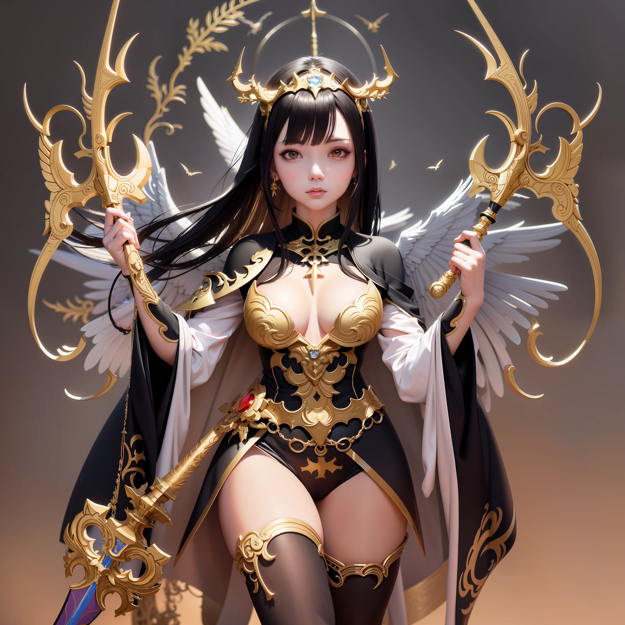 anime - style woman with wings and a cape holding a sword, by Yang J, extremely detailed artgerm, ig model | artgerm, artgerm and ruan jia, fanart best artstation, a beautiful fantasy empress, chengwei pan on artstation, concept art | artgerm, style of artgerm, ruan jia and artgerm