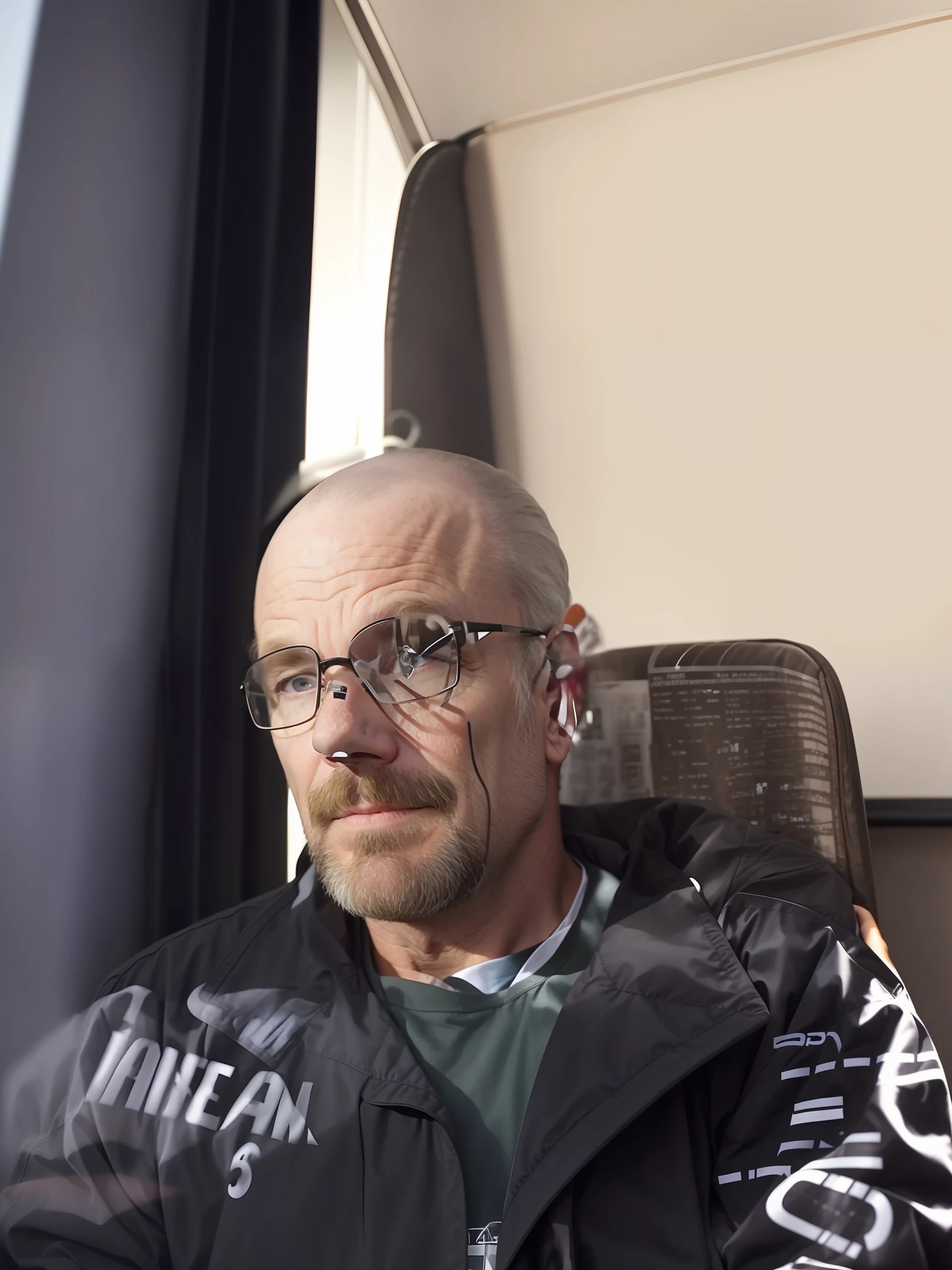 there is a man sitting in a chair with a black jacket, photo of a 50-year-old white man, 4 0 years old man, he is about 5 0 years old, he is about 50 years old, 45 years old men, 5 0 years old man, 4 5 yo, taken in the early 2020s