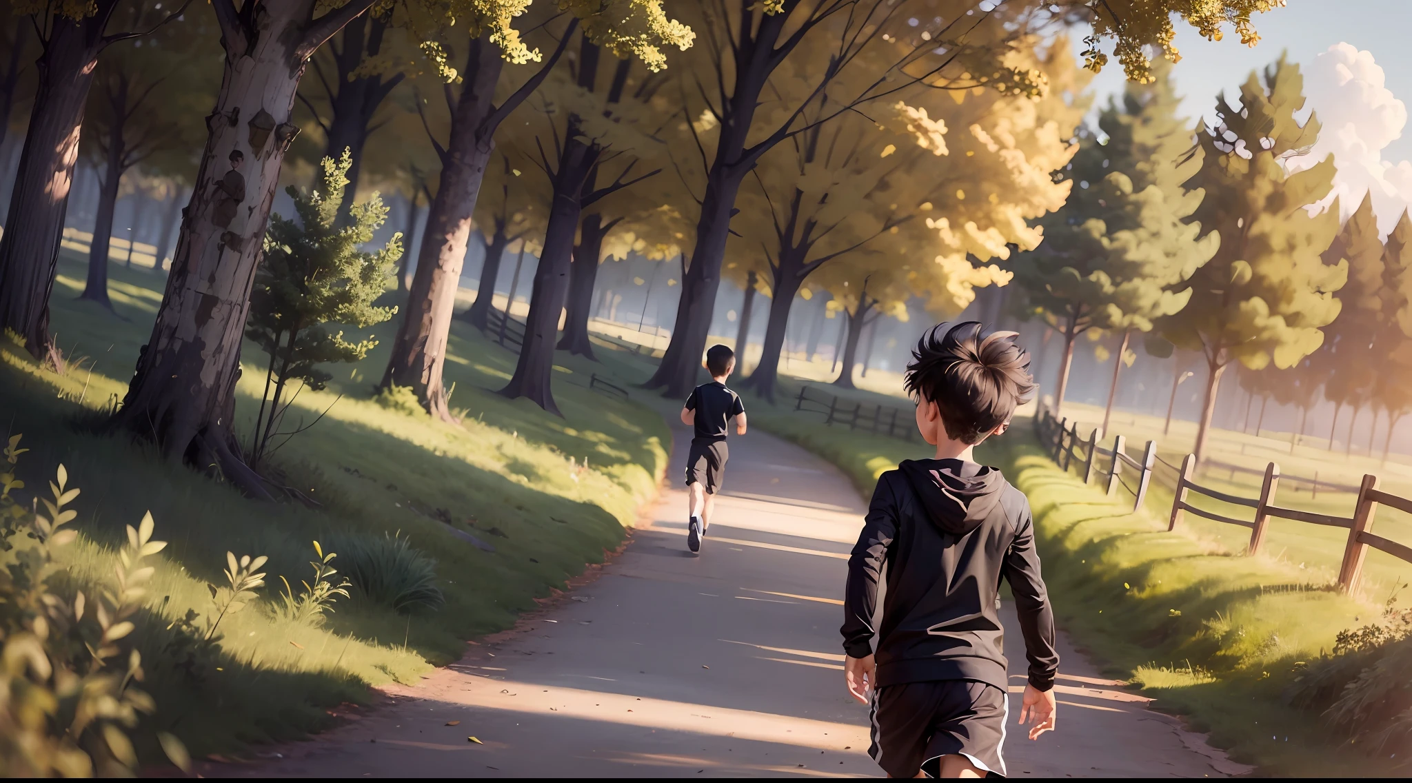 A boy, dark wind, looking into the distance, never giving up, running, trying,