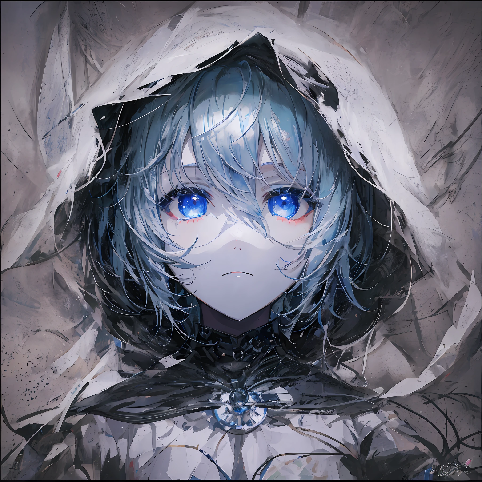 anime girl with blue eyes and a hood on, guweiz on pixiv artstation, guweiz on artstation pixiv, detailed digital anime art, girl with white eyes, trending on artstation pixiv, from arknights, stunning anime face portrait, detailed anime art, clean detailed anime art, detailed anime artwork, digital art on pixiv