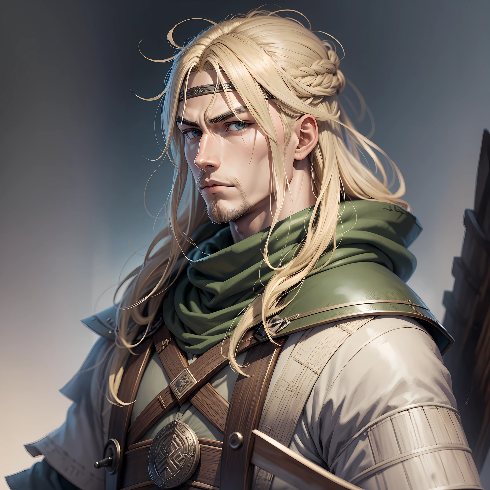 Thorfinn from Vinland Saga, samurai style, anime, perfect symmetry, 4k, perfect, ukyo-e art style --auto --s2
