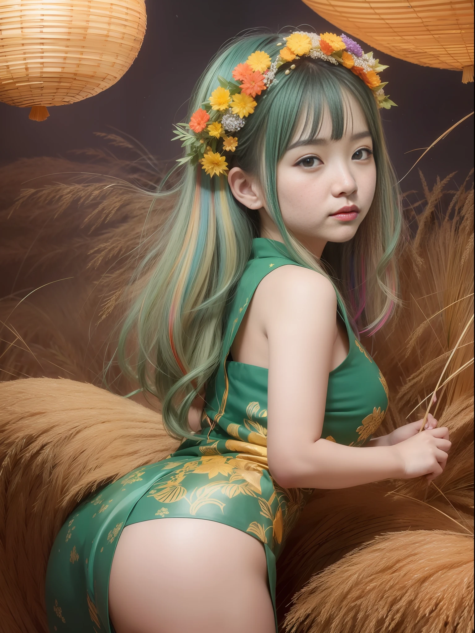 ((Art Grade)), Best Picture Quality, Rice Balls Wrapped in Rice Dumpling Leaves, Mid-Autumn Festival Theme, Best Bottom Light, Night Scene, Wormwood Embellishment, Wheat Wave Harvest, Colorful Colors.