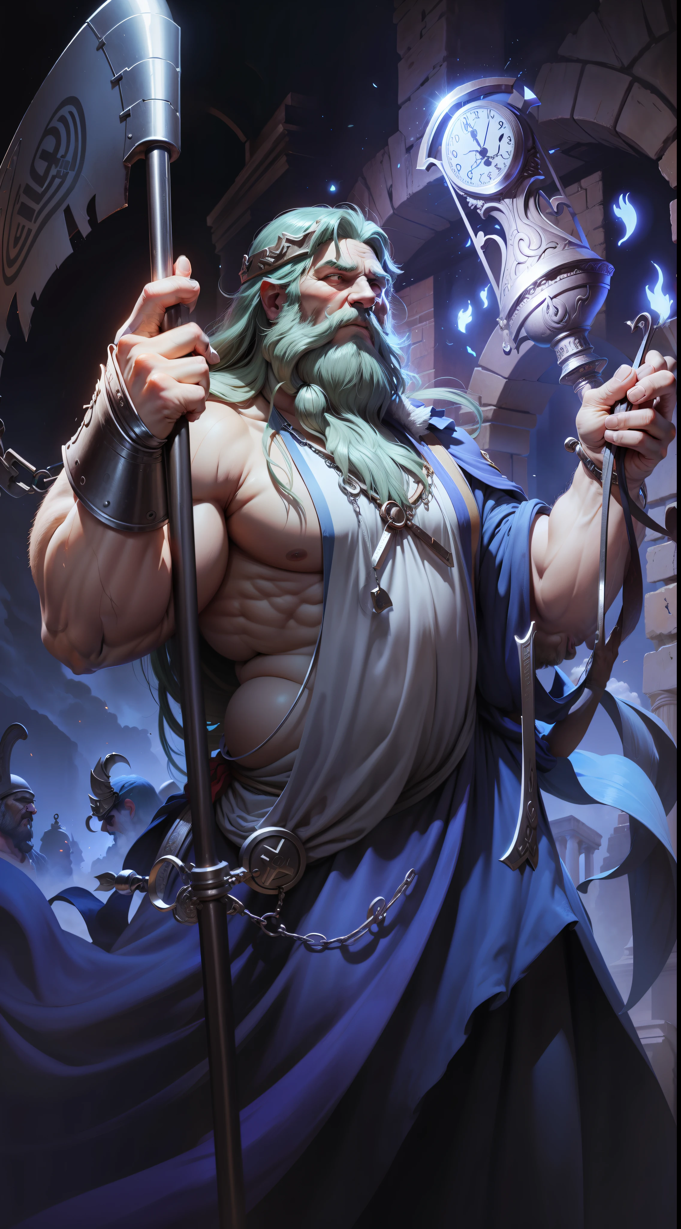 iita, chronos, greek mythology, ugly, fat, sickle in hand, time, colosau, fat, fat, divinity, sickle, --auto --s2