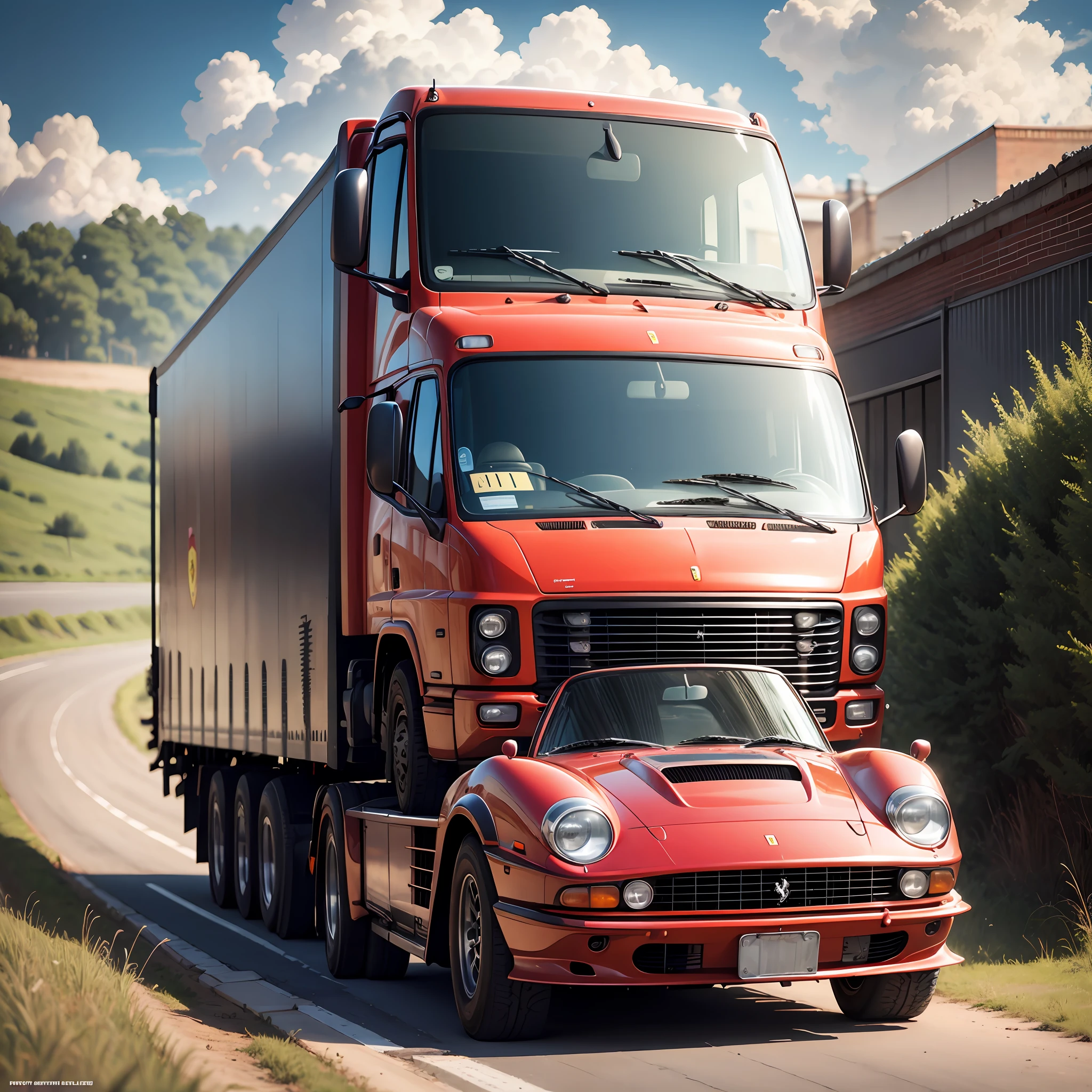 A Ferrari and a truck --auto --s2