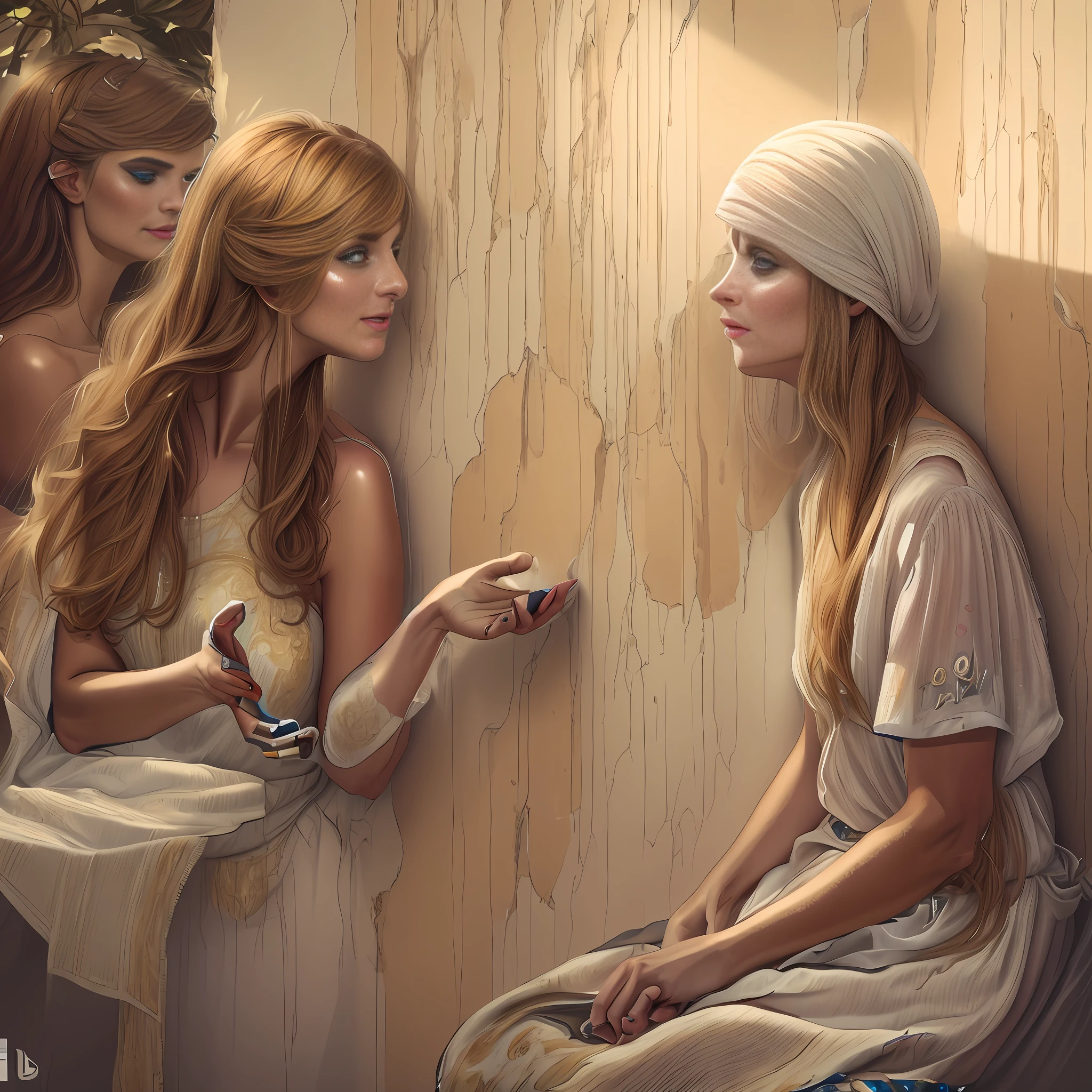 luxury painted wall, realistic,1girl,