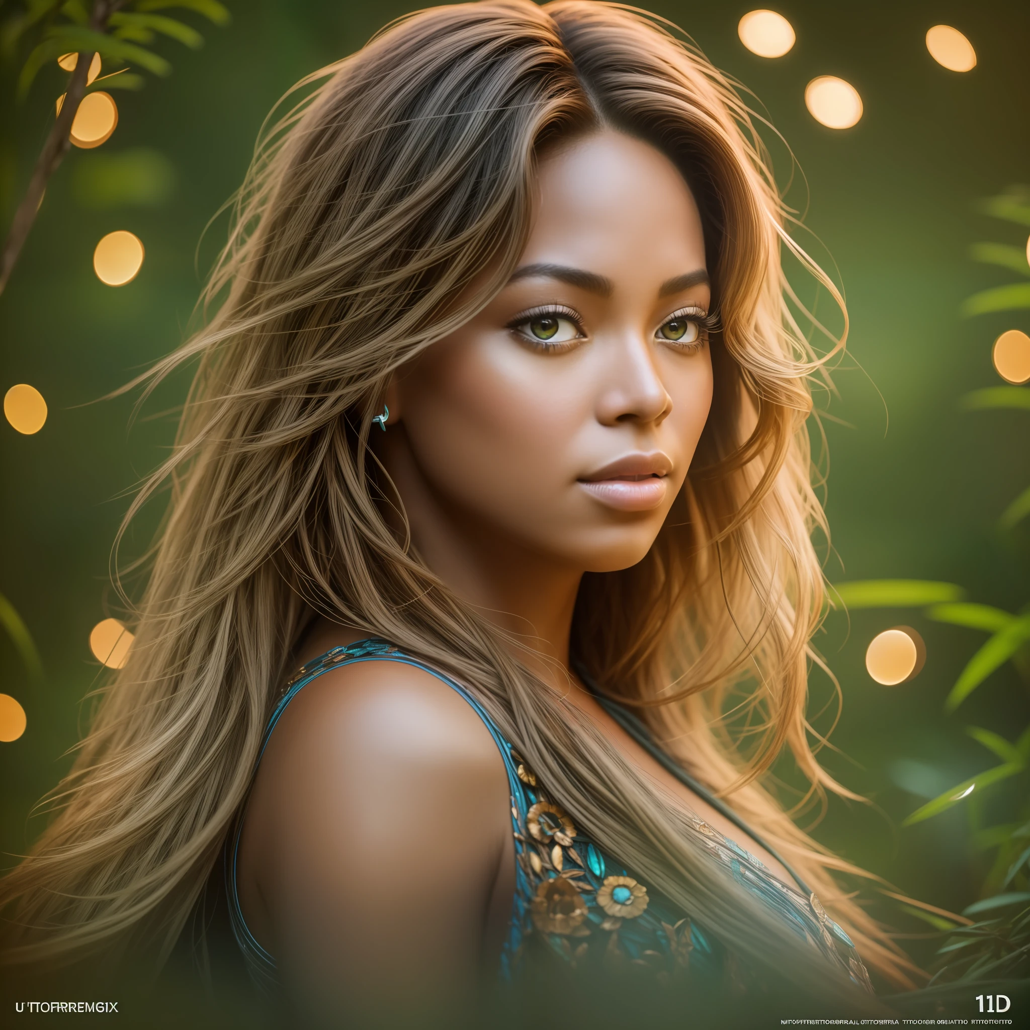 masterpiece, Beyonce walking in the jungle at night among fireflies, (high detail: 1 1), rough face, natural skin, high quality, NSFW, beautiful eyes, (detailed face and eyes), (face: 1 2), noise, extra, real photo, PSD, lamp film photography, sharp focus, contrast lighting, detailed skin, high resolution 16k, crazy detail, realistic, professional photography, UHD, SLR camera, soft lighting, high quality, film grain, Fujifilm XT3 ,ultra octane render, unreal engine 5, ultra-realism, outdoor, depth of field rainbow, retina, ultra-masterpiece ultra-accurate ultra-details, award winning, ultra-quality ultra-resolution ultra-textured ultra-realistic maximalist totalist premium