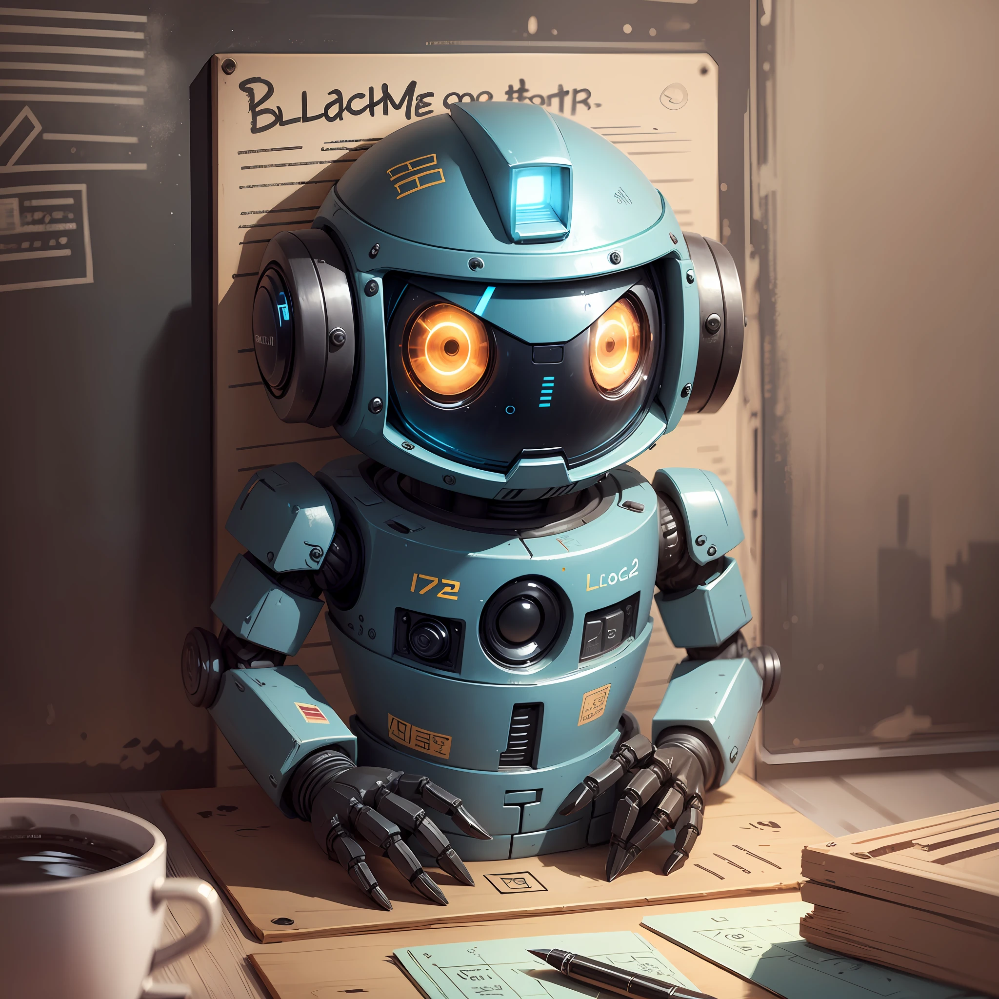 Cute robot writing on blackboard --auto --s2