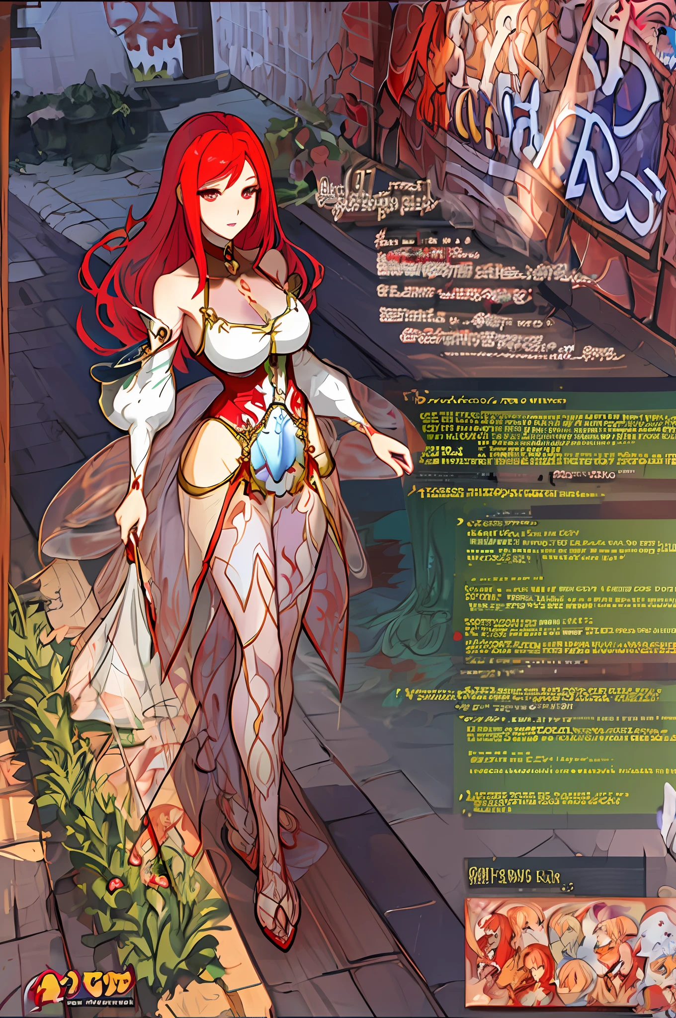 A drawing of a woman with long red hair and a witch's hat!, Alphonse Mucha and Rossdraws, Anime Art Nouveau, Detailed digital anime art,, Portrait Knights of the Zodiac Girl, Exquisite Fanart highly detailed, Anime costume illustration, Clean detailed anime art, Detailed anime art, Mucha Style 4K, Boris Valejo. Octopath Traveler