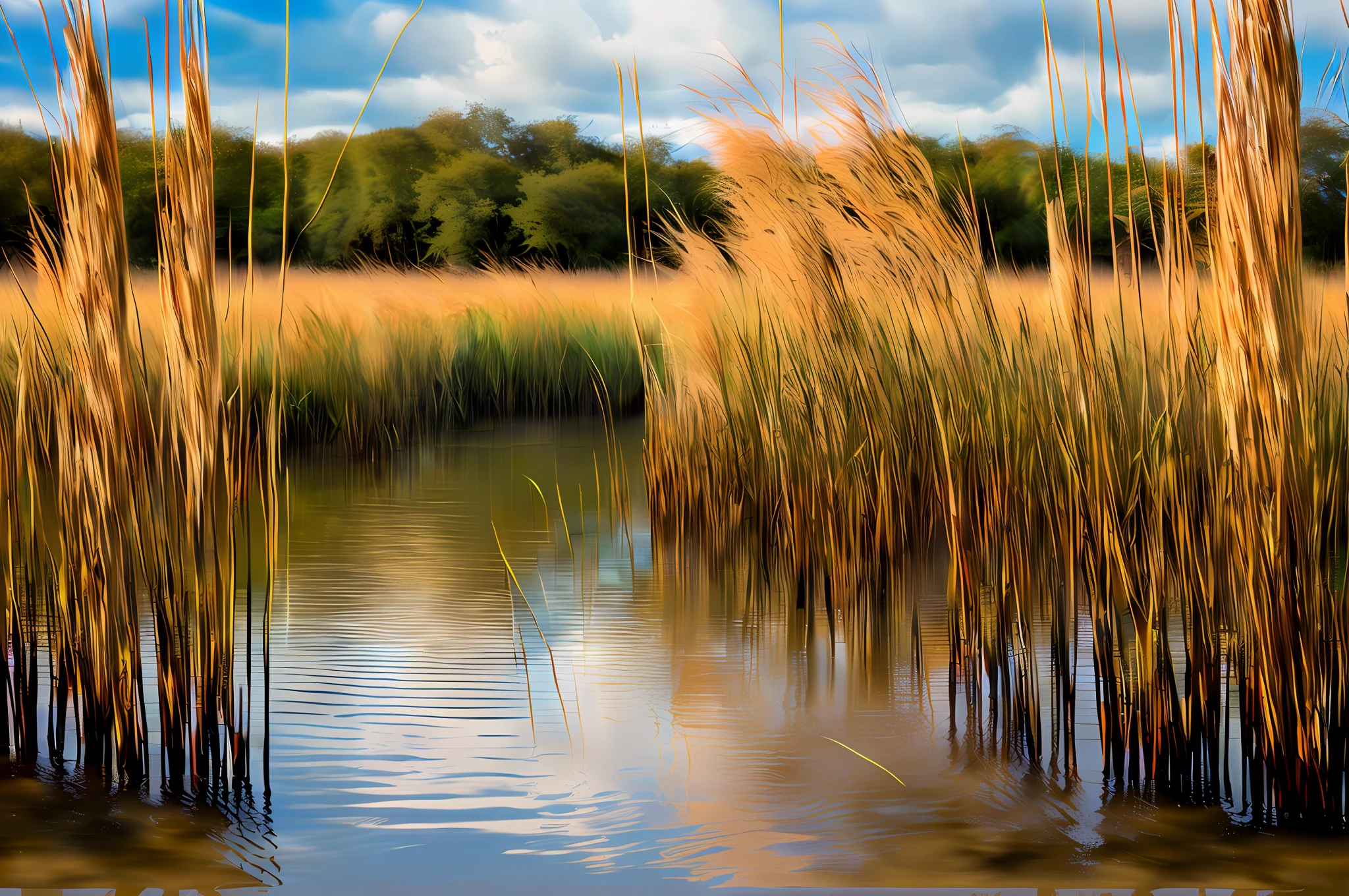 Midnight in the swamp, rustling reeds