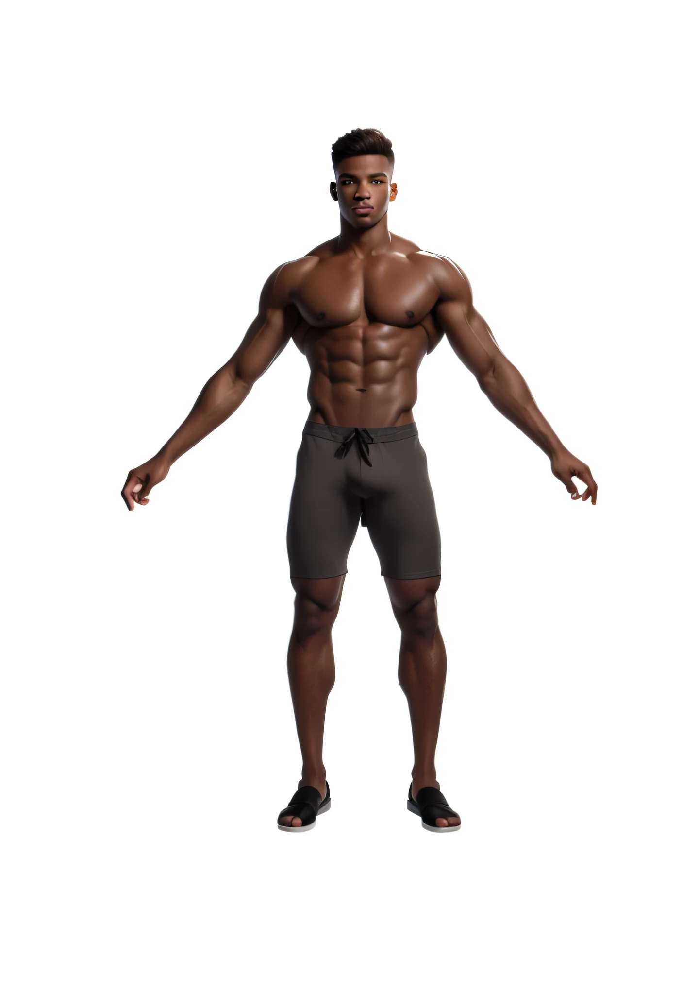 Young male male, photographic model om a gray background, young Brazilian 22 years old, 1.90m tall, 80kg weight, brown hair, beautiful, lean muscular physique, athletic body building, slim construction, perfect muscle structure, bodybuilder, photorealistic perfect body, perfect symmetrical body, render Arnold 3D, render Arnold 3D, Full body model, 8K