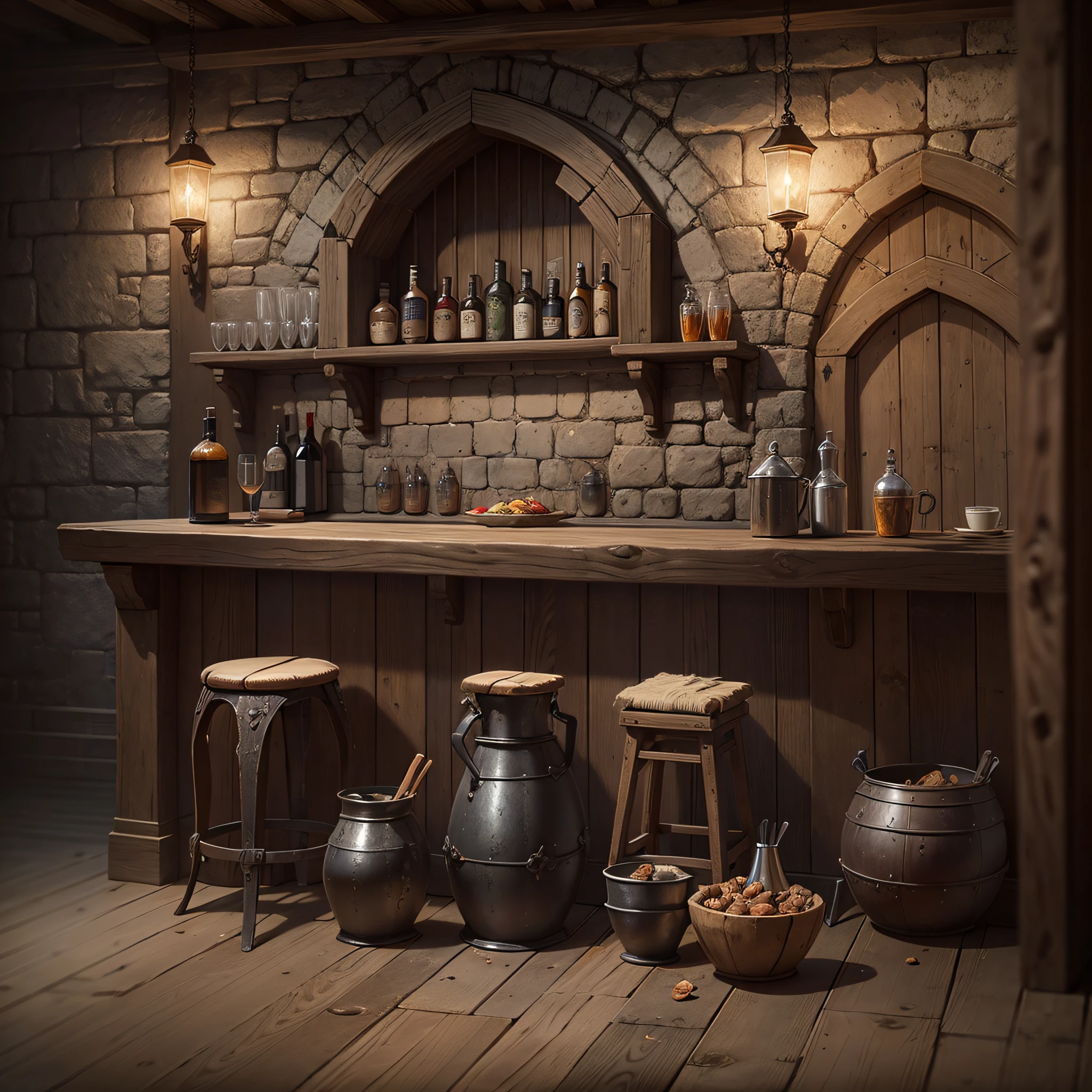 bar medieval, ancient, fourteenth century, rustic, ancient, middle ages, dark ages, detailed set