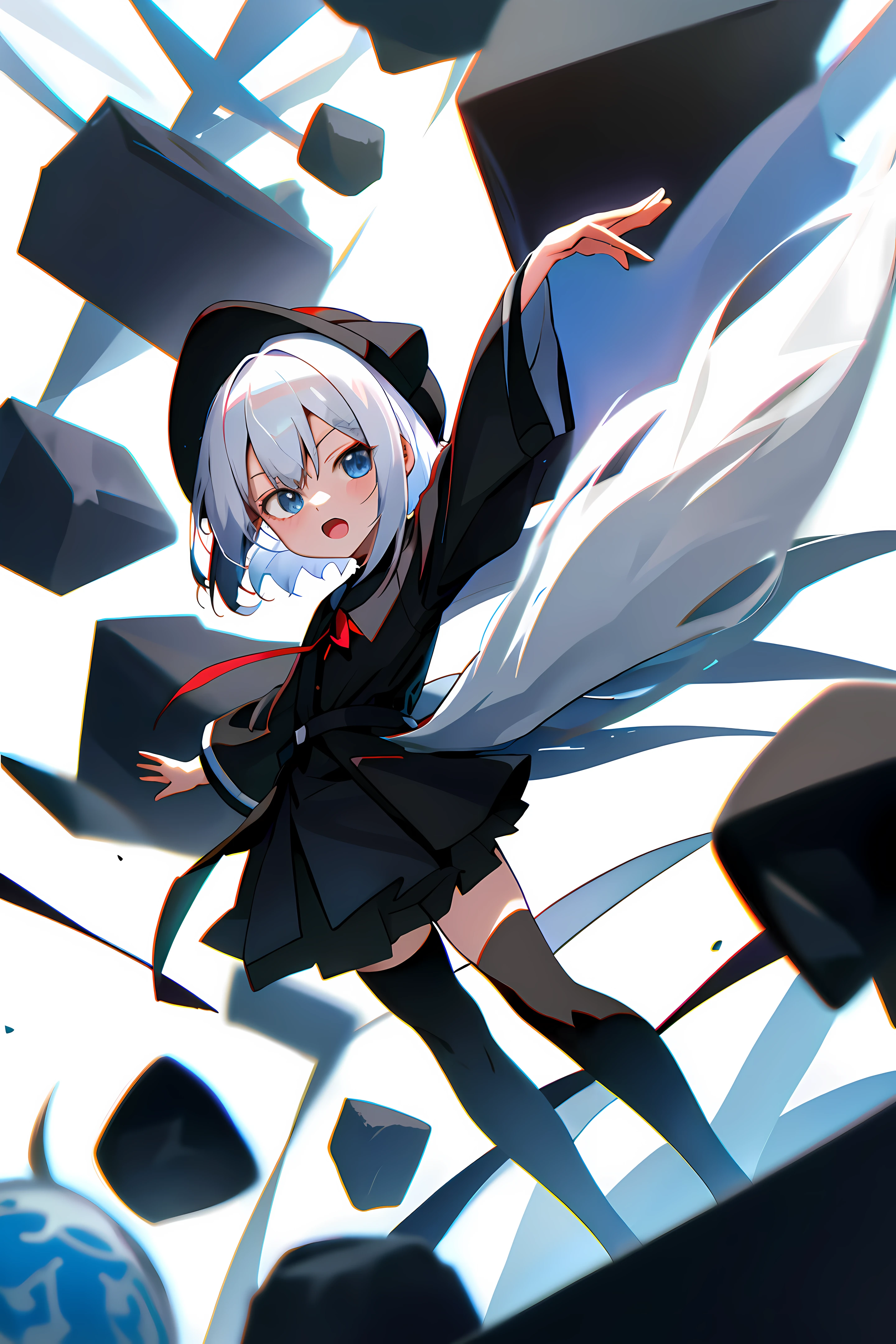White hair, two-dimensional anime, loli, black silk