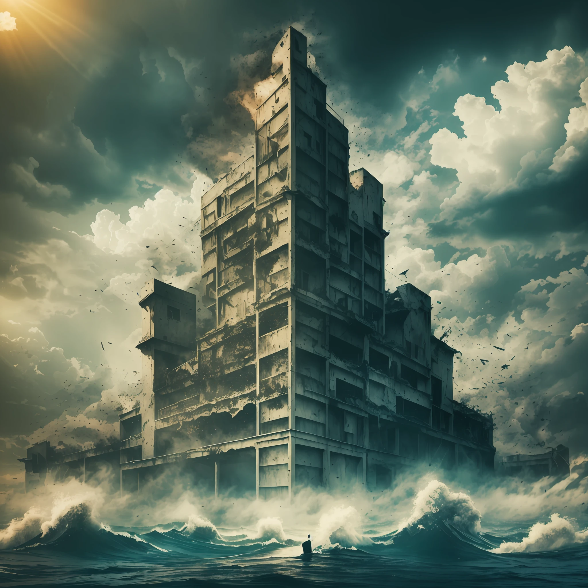 suffocating reign, drowning in the fray, insanity, sad, dark style, burning horizon, high quality, detailed --auto --s2
