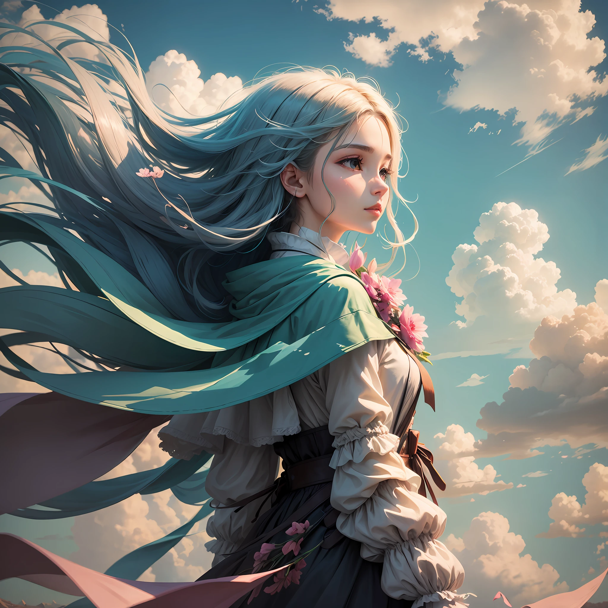 nature, extremely aesthetic, glowing air, skies with cliouds, wind --auto --s2