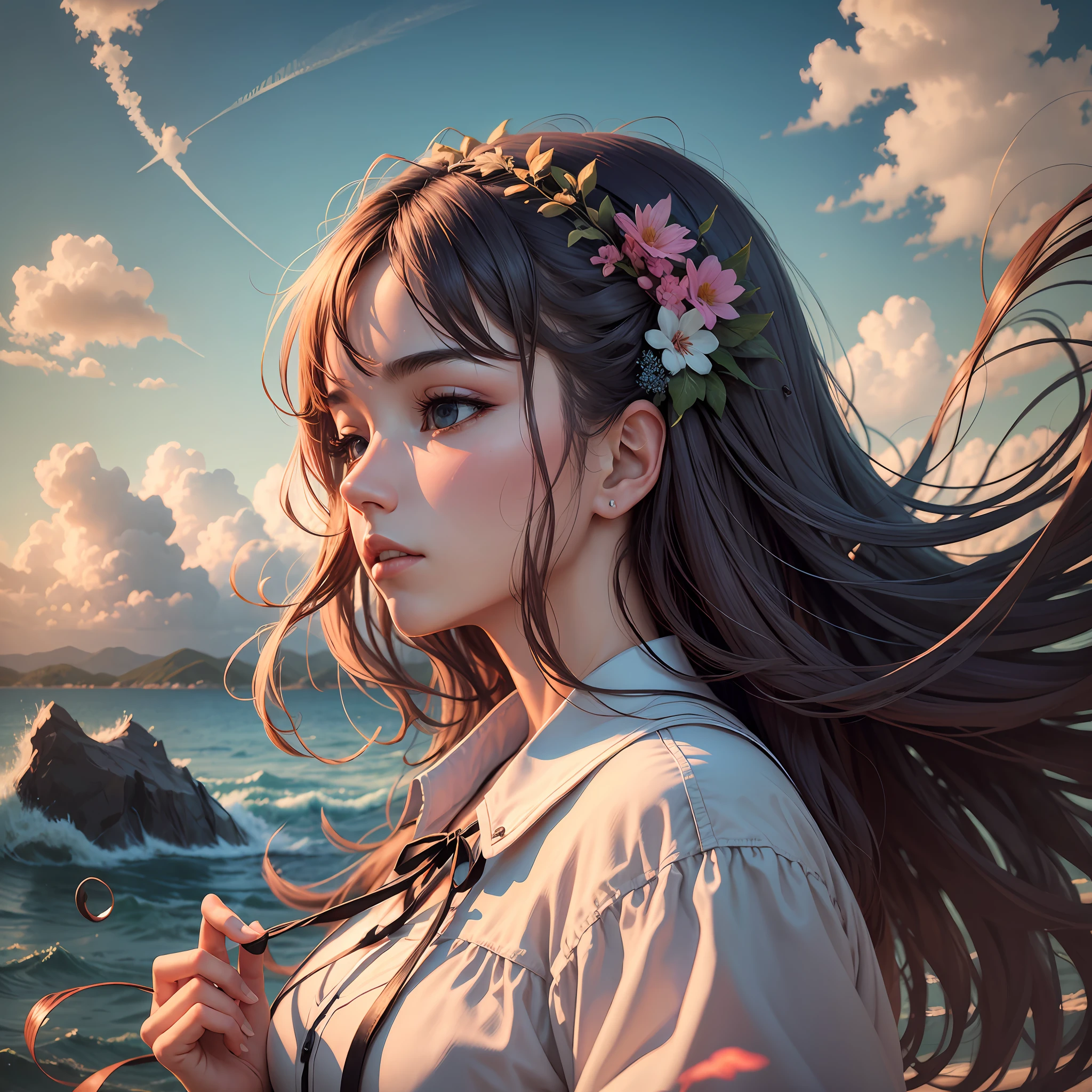nature, extremely aesthetic, glowing air, skies with cliouds, wind --auto --s2