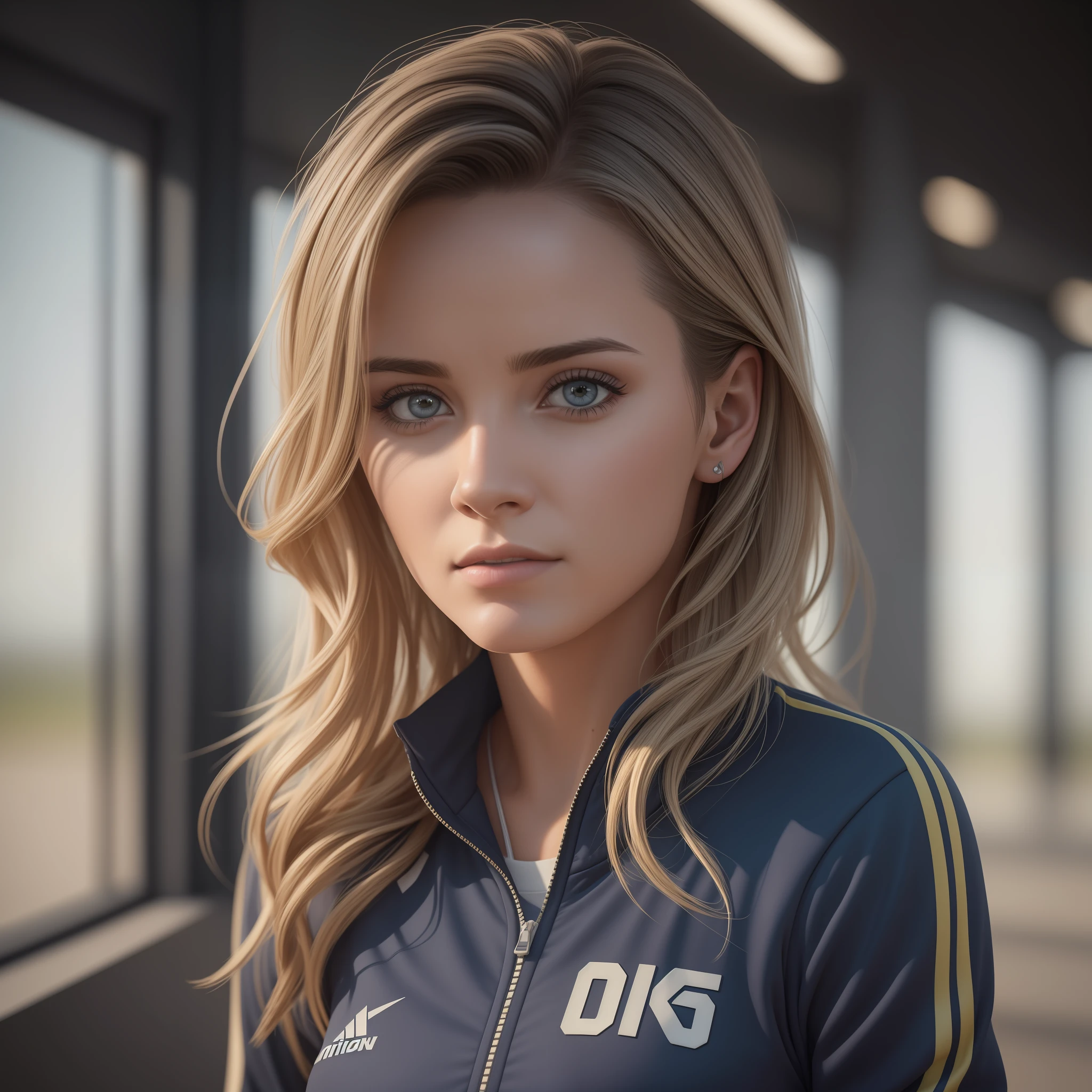 beautiful mature college student, in tracksuit, on athletics field, ((slim, petite)), photorealistic, photo, masterpiece, realistic, realism, photorealism, high contrast, photorealistic digital art trending on Artstation 8k HD high definition, detailed realistic, detailed, skin texture, super detailed, realistic skin texture, armature, best quality, super high resolution (photorealistic: 1.4), high resolution, detailed, raw photo, sharp re, Lee Jeffries film nikon d850 stock photography 4 kodak portra 400 camera f1.6 lens rich colors hyper realistic realistic texture dramatic lighting unreal engine trending on artstation cinestill 800,
