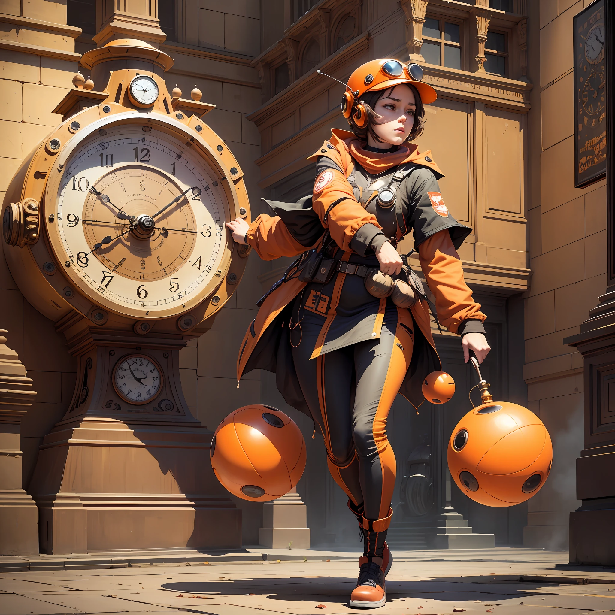 orange balls fly smooth around a clock, the time is coming --auto --s2