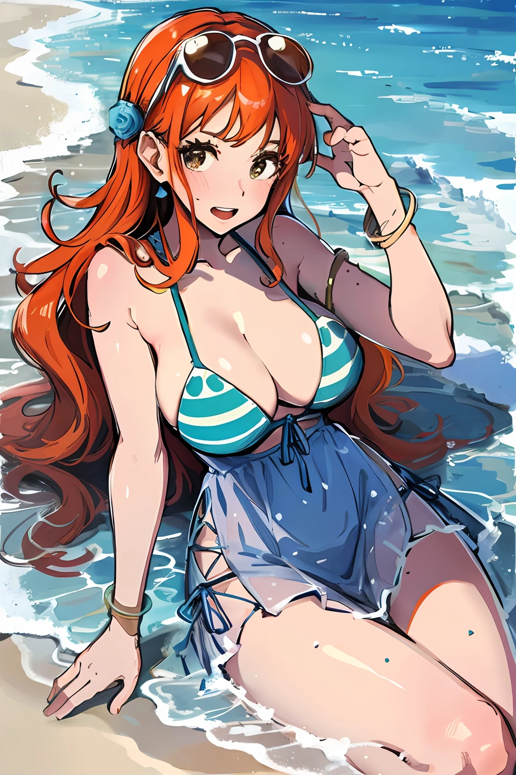 Nami, dress, swimsuit, cute, beach,