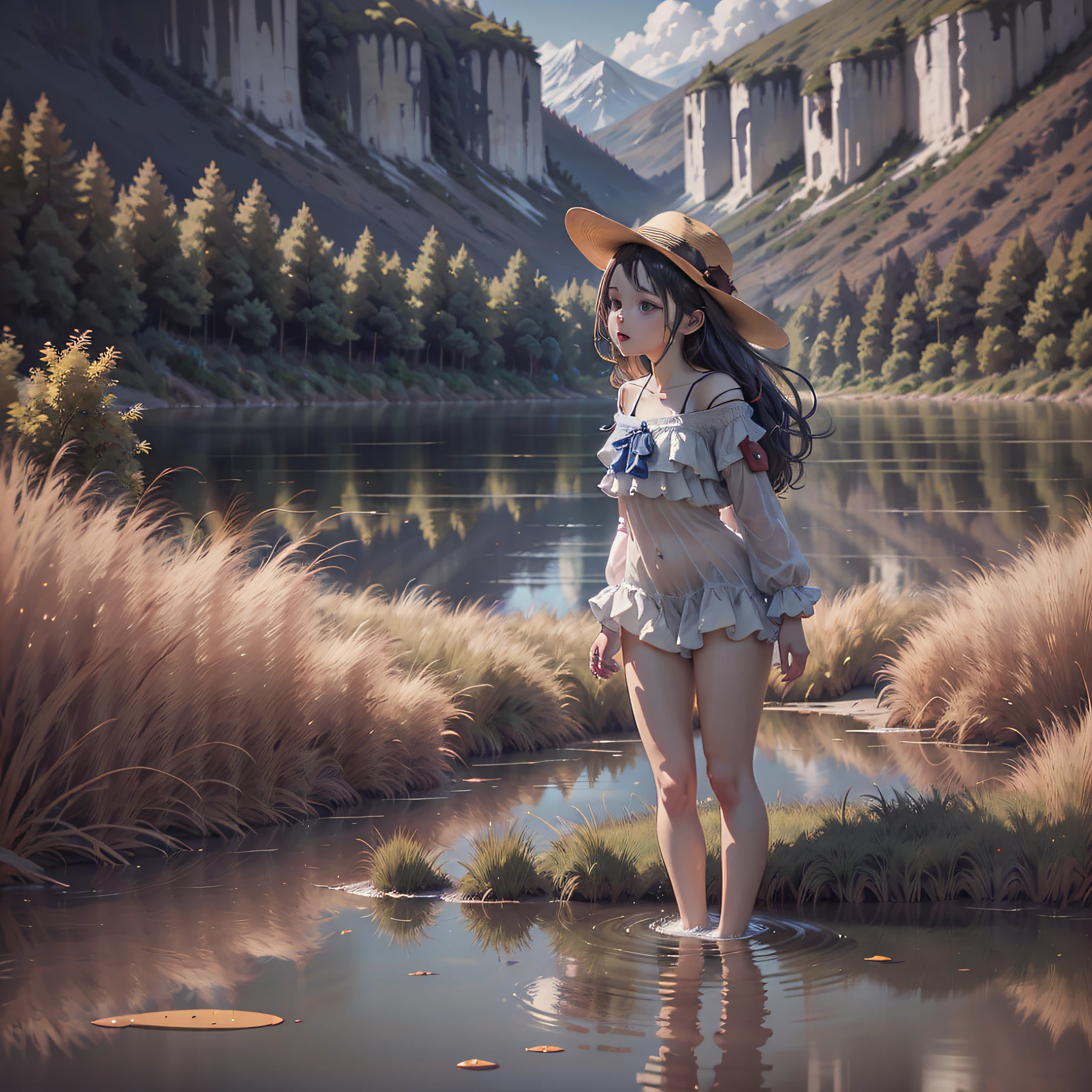 Girl playing in the lake --auto --s2