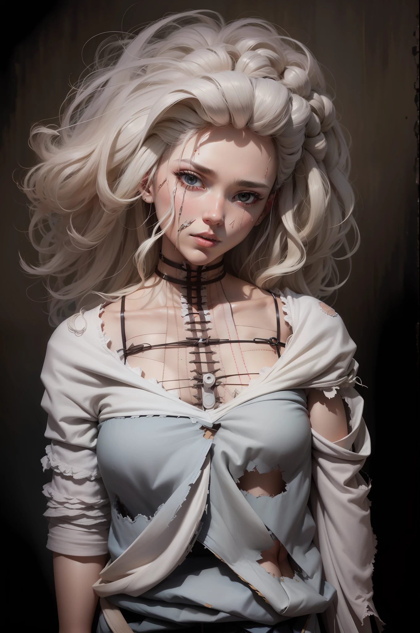 Full body sewn, full body portrait, gigantic cut wound, seams, threads, masterpiece, 8k --auto --s2