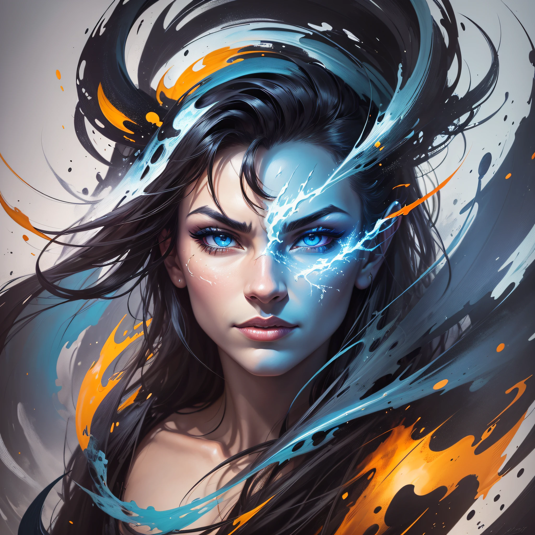An image of a stunning portrait of a [Dragon], painted in a bold and expressive style, illuminated by a dramatic spotlight, extremely detailed, ultra realistic, 10k high resolution, in the style of caricature, cartoon, manga, Pop Art, Surrealism, Abstract Expressionism, Blue and White --auto --s2