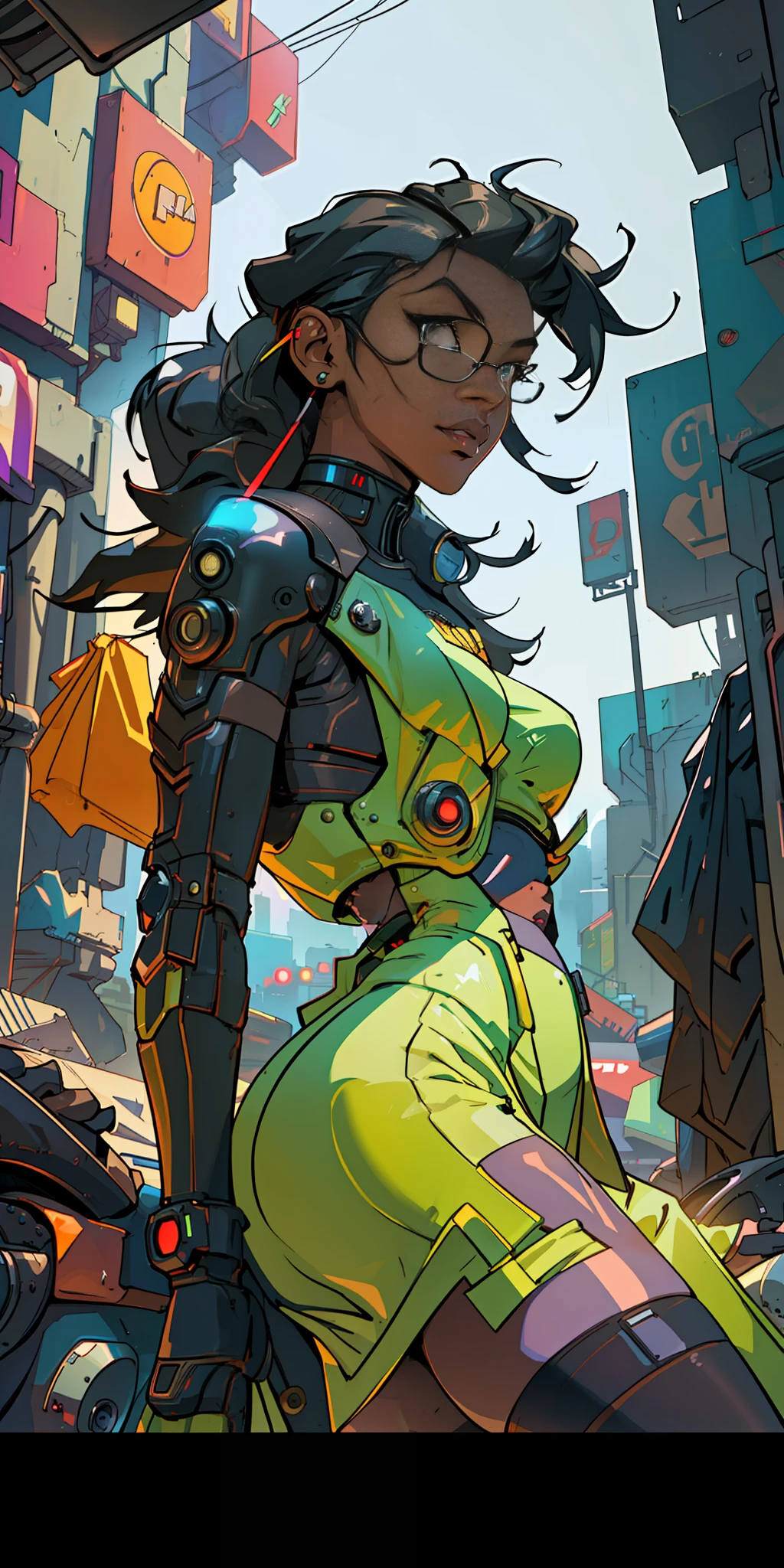 (masterpiece)+, (Best Quality)+, (Complex detail), car, cyberpunk, a black girl, sexy posing next to car matte black paint, showroom concept, lens flare, camera artifact, professional photographer, 4k, HDR, longitudinal symmetry, nsfw