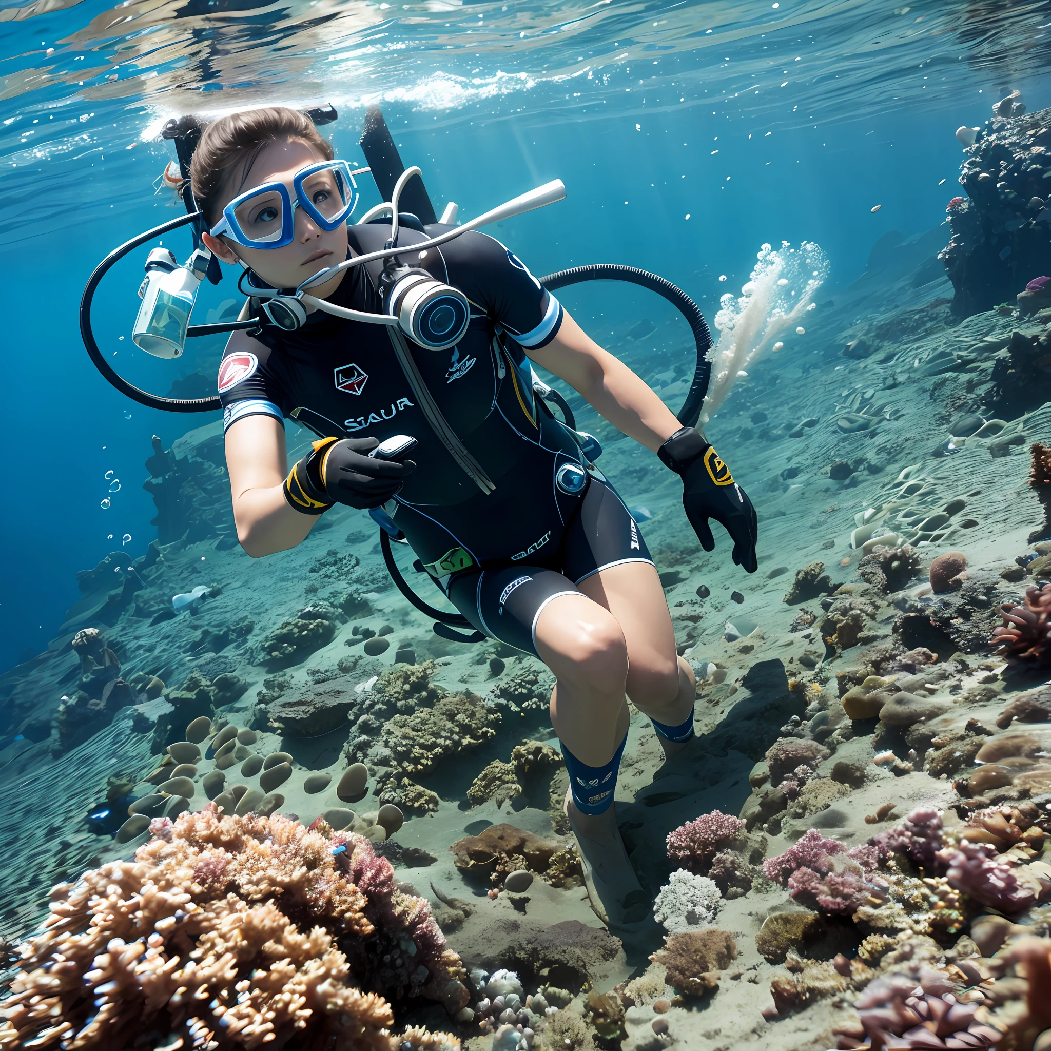 Diver on the seabed in high resolution 8K --auto --s2