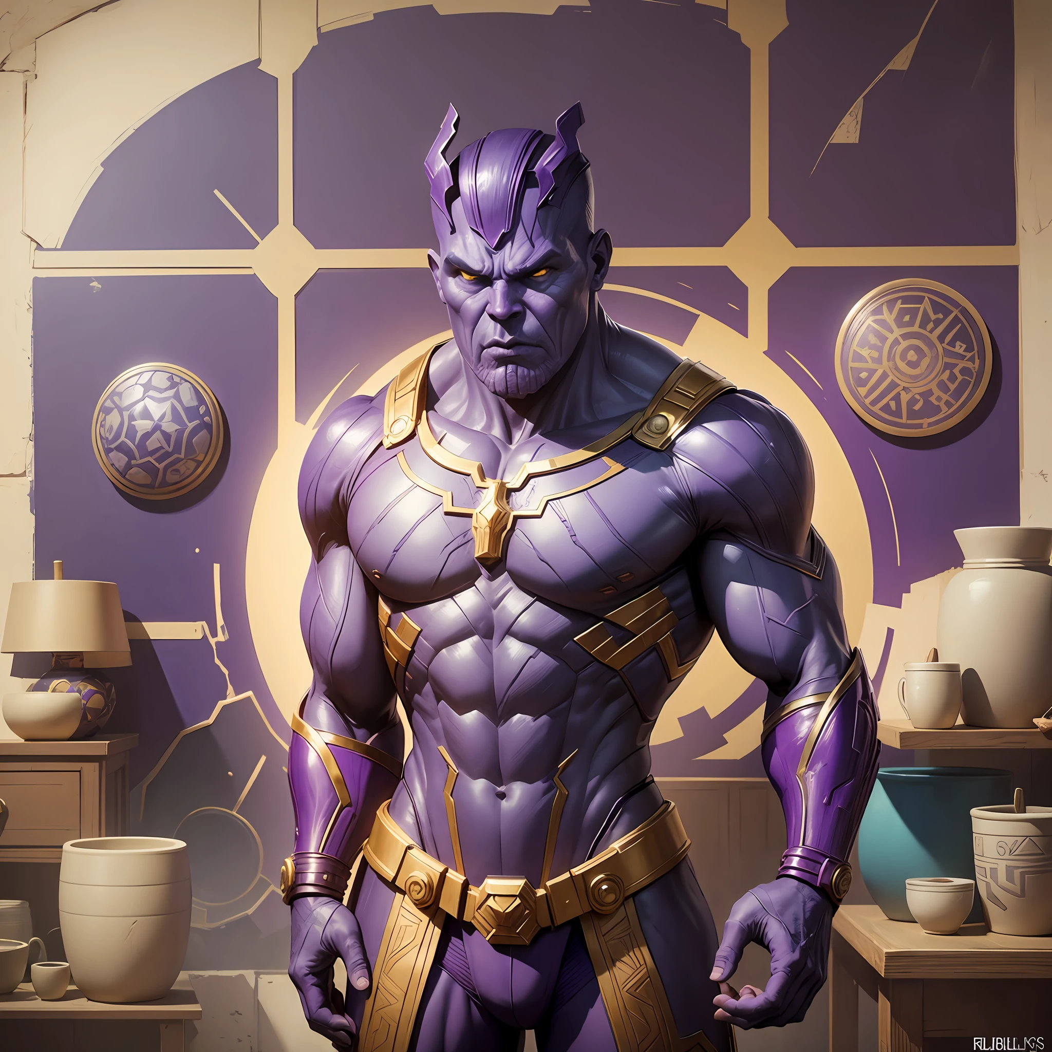 Thanos, Marvel, made of pottery. --auto --s2