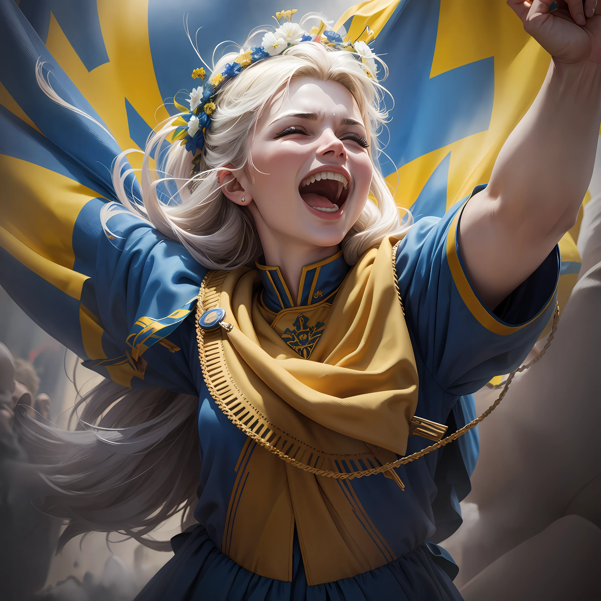 Ukraine victory, celebration, joy, highly detailed, realism.