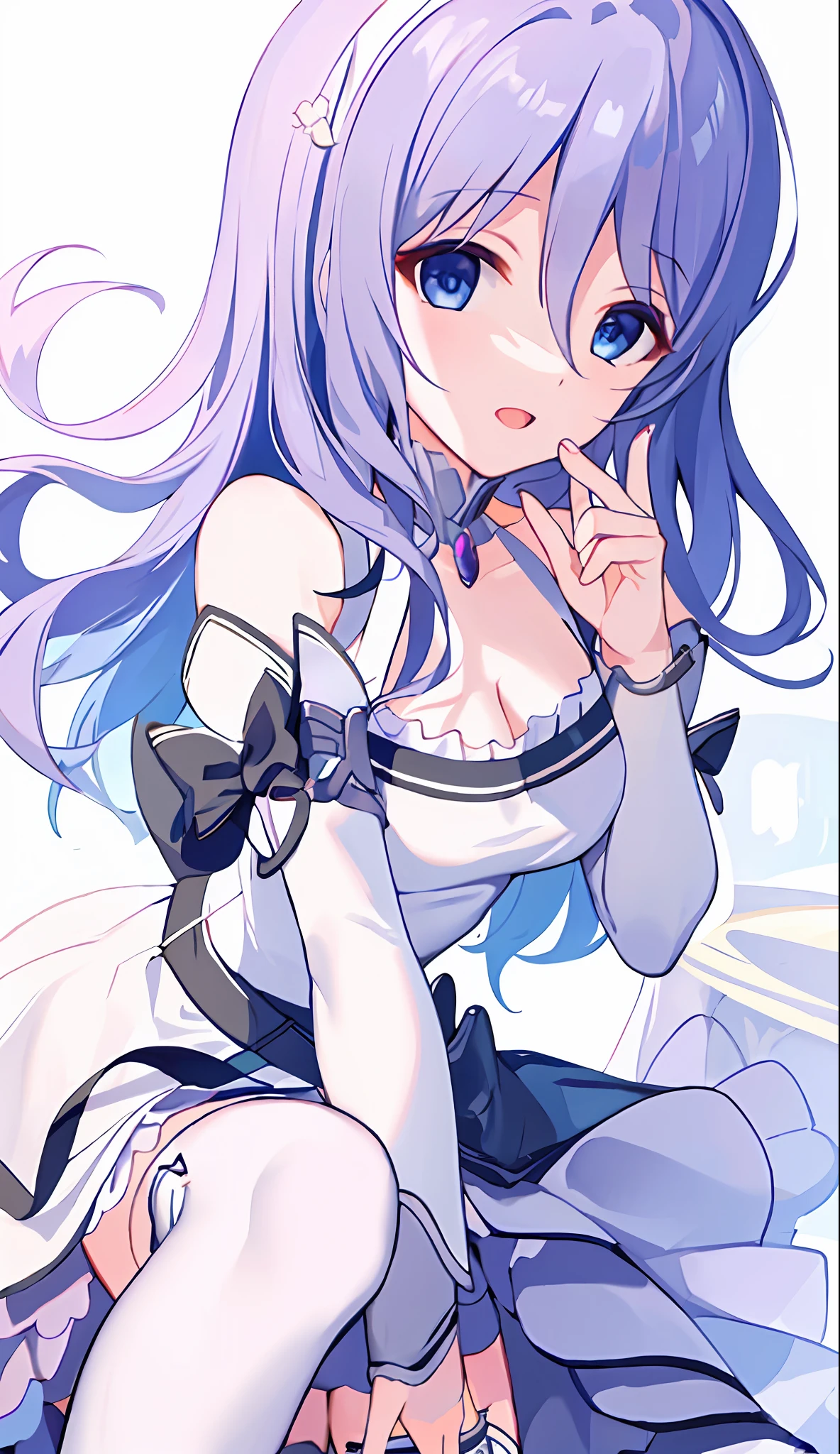 Masterpiece, Top Quality, 8K Animation, Detailed Fingers, Precise Fingers, Unnatural Hands, Illustration, 1 Girl, Solo, White Mini Skirt, White Knee Socks, SIZURU