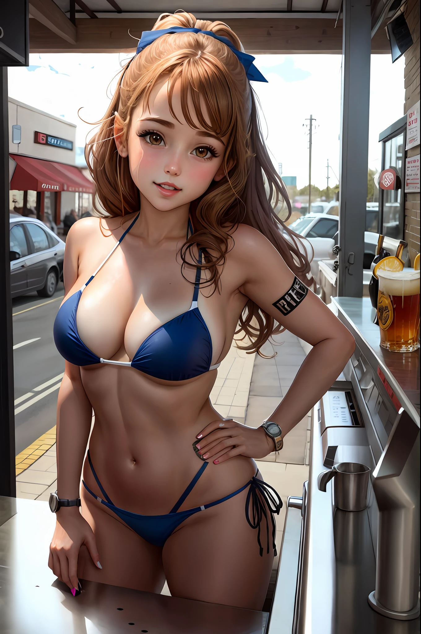 real girl bikini counter pub