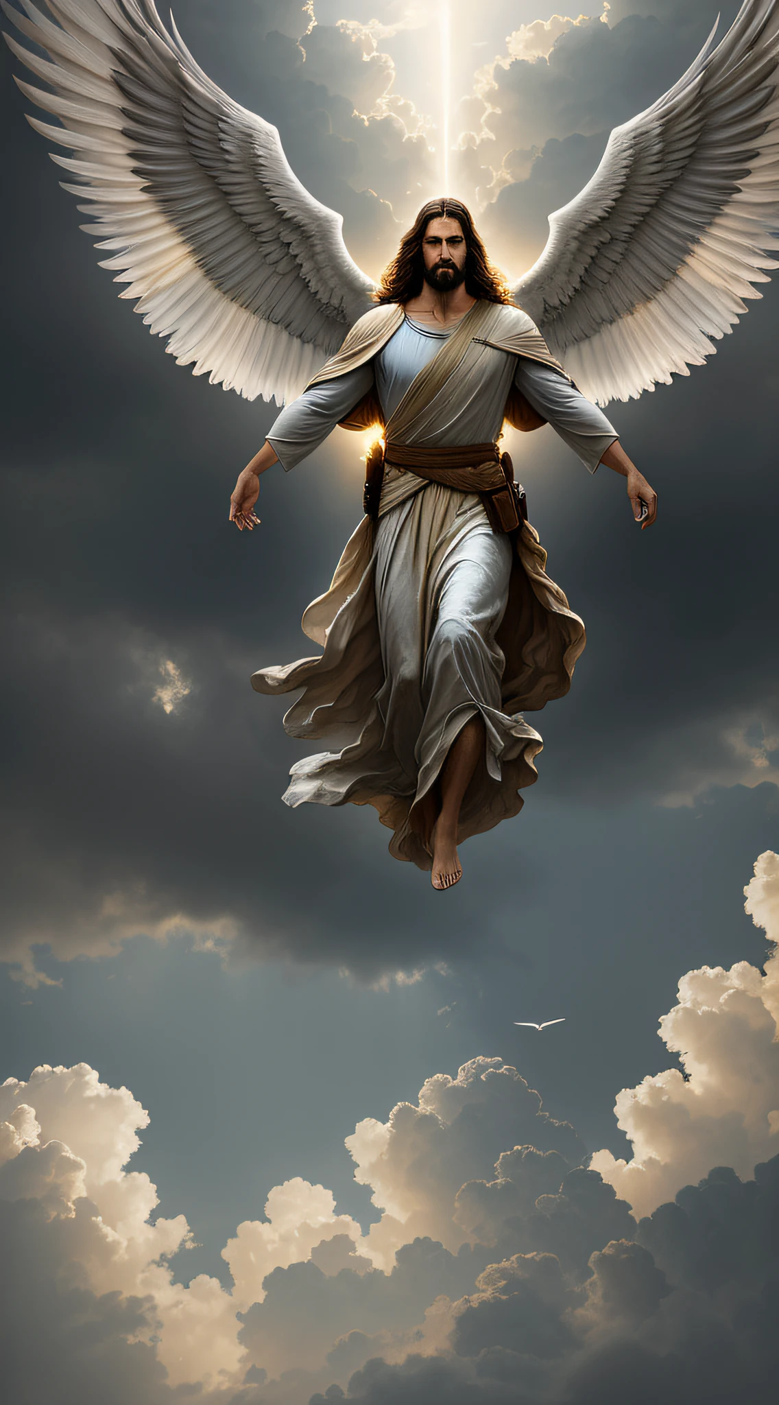 JESUS CHRIST angelic flying in the sky Dark photo: realistic epic, soft cinematic portrait, adobe lightroom, photographic lab, highly detailed, faded, art by Greg Rutkowski and artgerm ,neutral colors: 1,2), (HDR: 1,4) , (soft colors:1.2), hyperdetailed, (artstation:1.4), cinematic, warm lights, dramatic light, (intricate details:1.1), complex background, (rutkowski:0.66), (blue and orange:0.4)