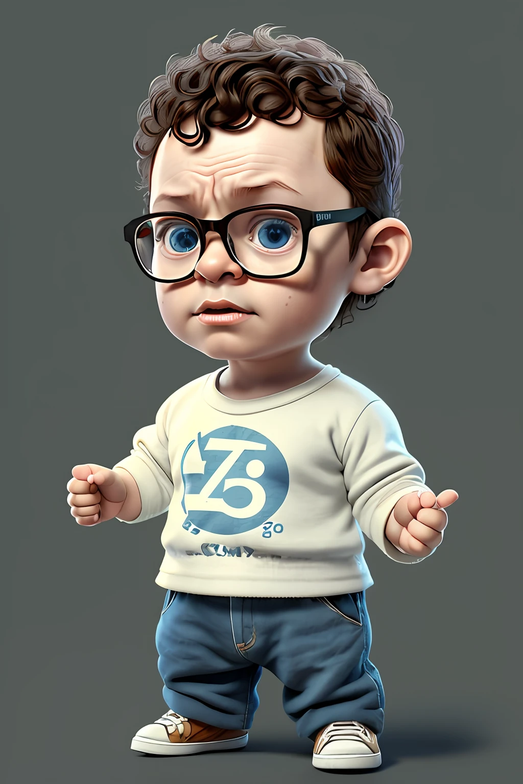 guttonerdvision4, (cbzbb:1.25), portrait of cutest illustration of baby frodo baggins, wearing glasses, artstation, CGI_Animation, breathtaking rendering